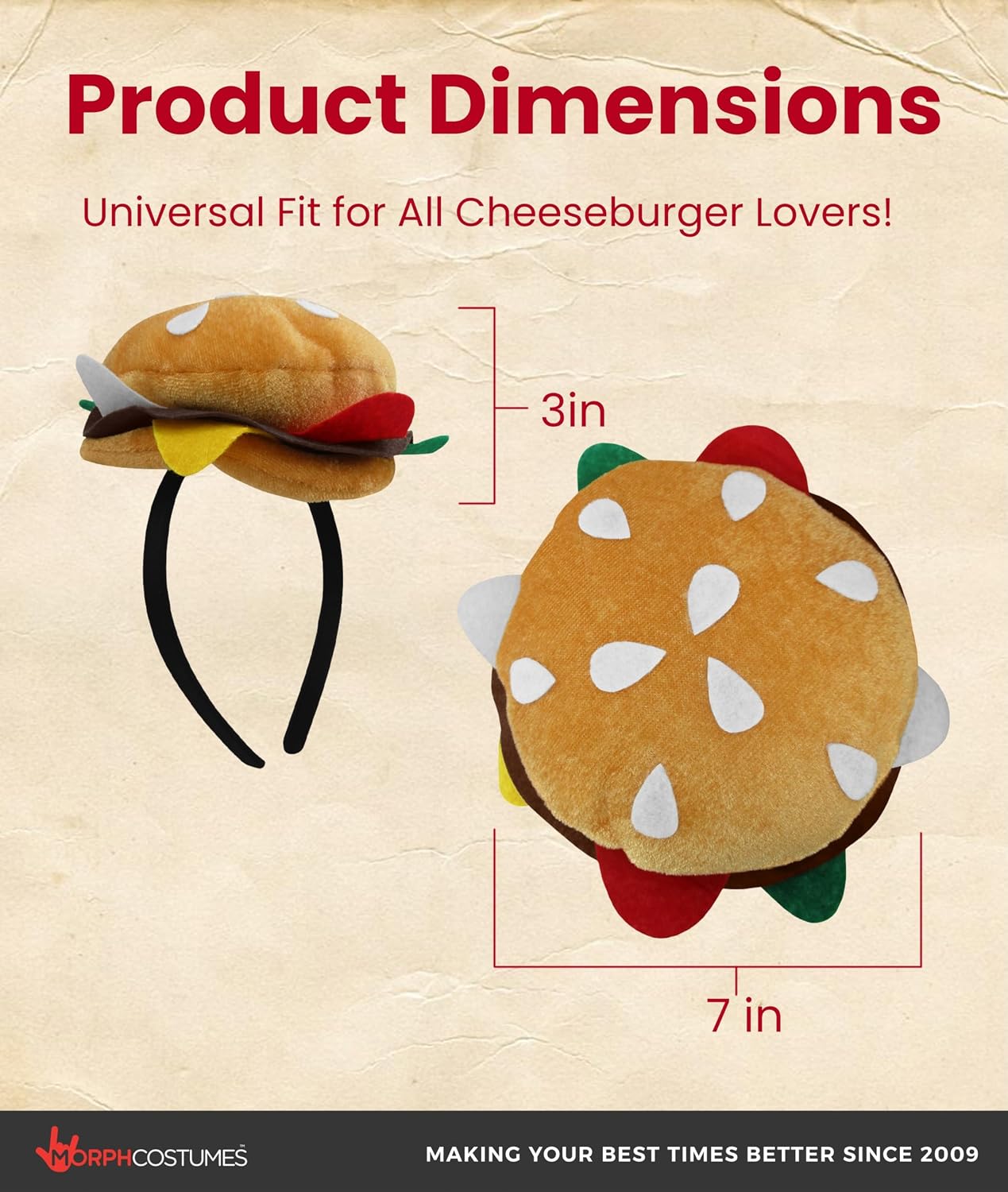 Nicky Bigs Novelties Mini Hamburger Hat, Cheese burger Hat, Silly Hats for Adults, Crazy Hats, Halloween Costume Accesory