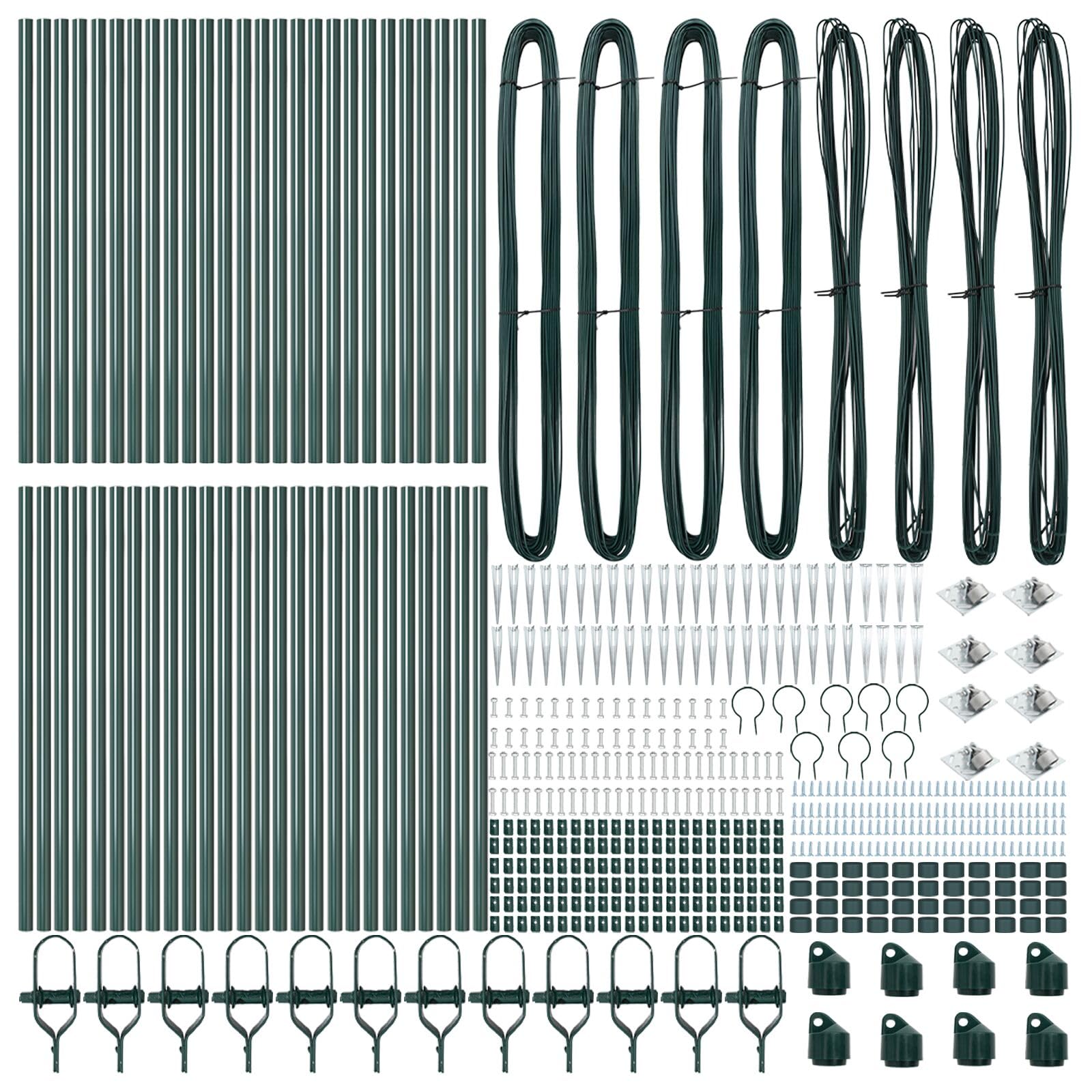 52 pali in acciaio zincato, Ø32 mm, 120 cm, con picchetto, materiali da costruzione da giardino, forte supporto per recinzioni, ideali per progetti esterni