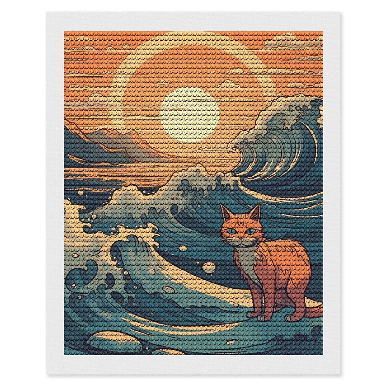 DWVTSLH Anime Style Cat Diamond Painting Kits for Adults, Personalized Diamond Photo Art Full Drill, DIY 5D Diamond Art Painting Kits for Beginners, Home Wall Decor 16"x20"