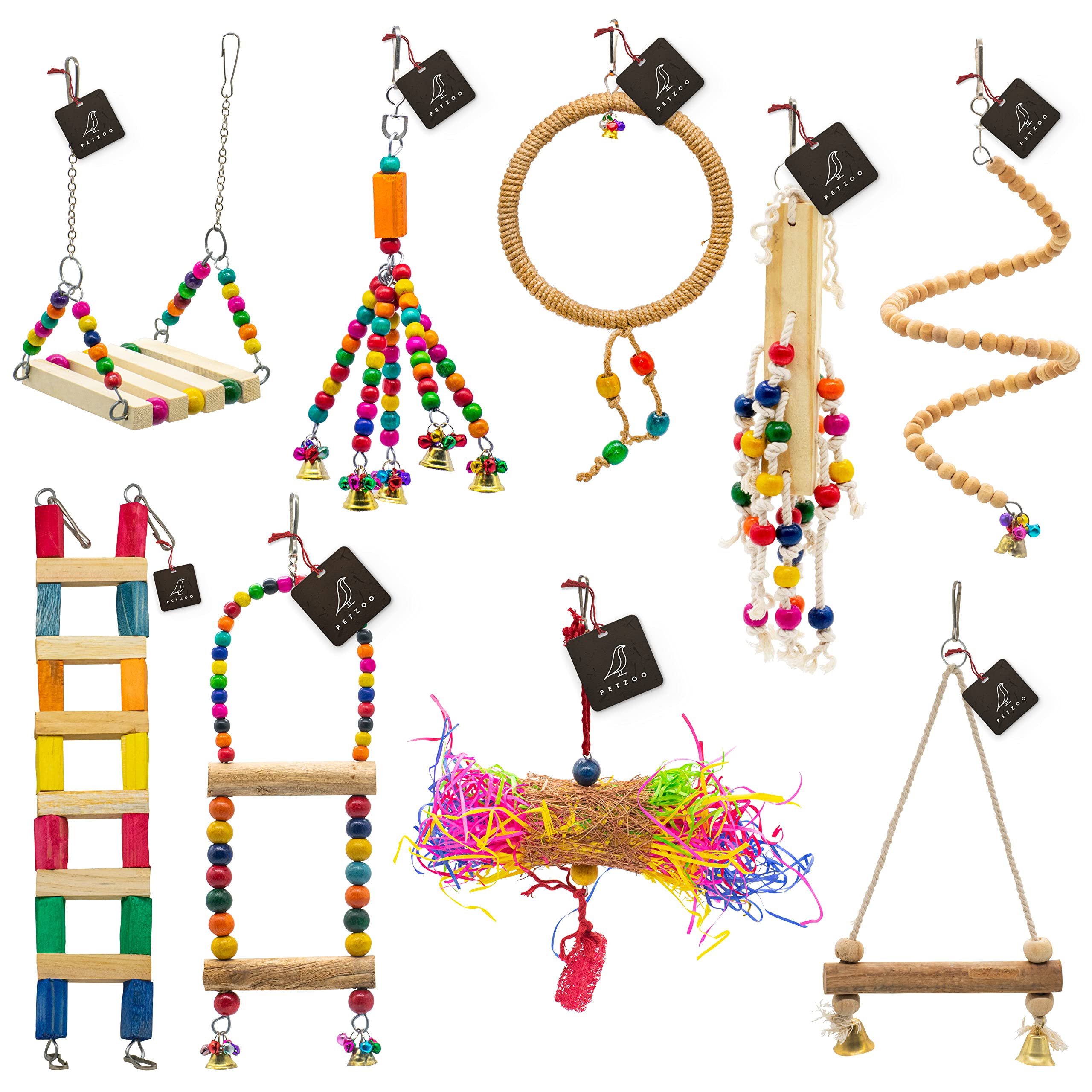 See full amazon price history chart for PETZOO Bundle of 9 Wooden Bird Toys, Swing, Ladder, Perch, Ring Perch, Paper Shredded Chew Toy Hanging Cage Toy Resting Toy Chew Toy for Your Birds, Parrots, Finches, African Gray, Conure Activity PETZOO Bundle of 9 Wooden Bird Toys, Swing, Ladder, Perch, Ring Perch, Paper Shredded Chew Toy Hanging Cage Toy Resting Toy Chew Toy for Your Birds, Parrots, Finches, African Gray, Conure Activity (B0BTYZXZH5) Amazon Price History, Amazon Price Tracker