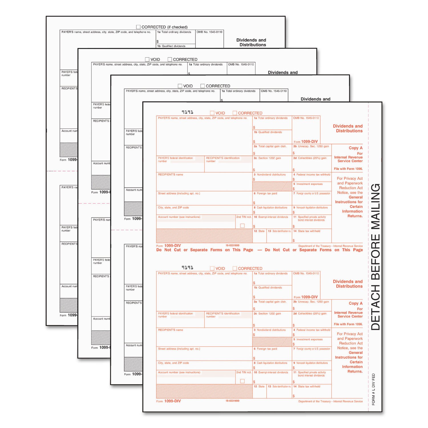 Amazon.com : TOPS 22973 1099-Div Tax Forms, 5-Part, 5-1/2 X 8, Inkjet ...