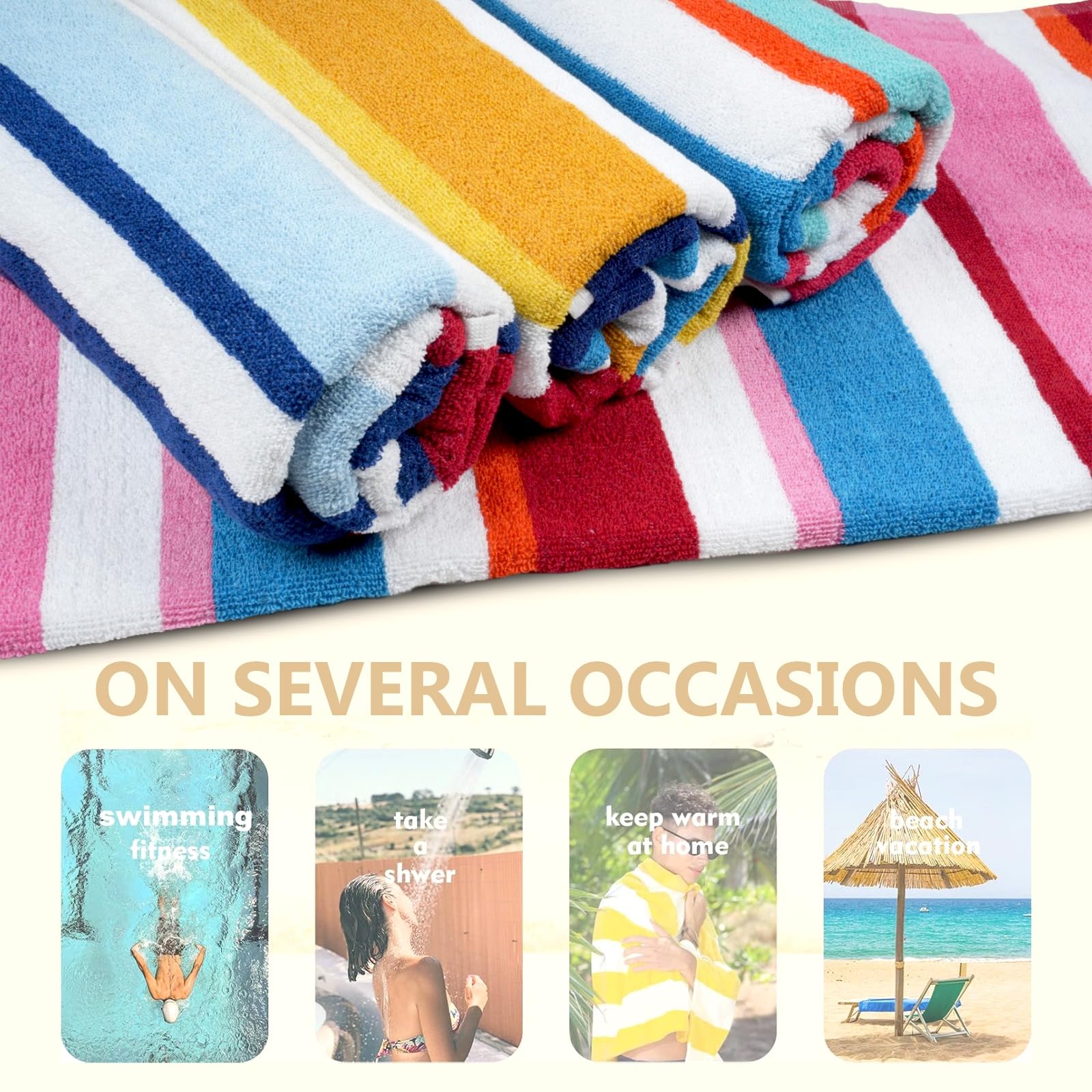 CASA COPENHAGEN Set Regalo da 4 Asciugamani Bora Bora – Giallo, Asciugamani da Piscina Extra-Large 75x150 cm, 100% Cotone (Perfetto Set Regalo Estivo per Uomini e Donne)