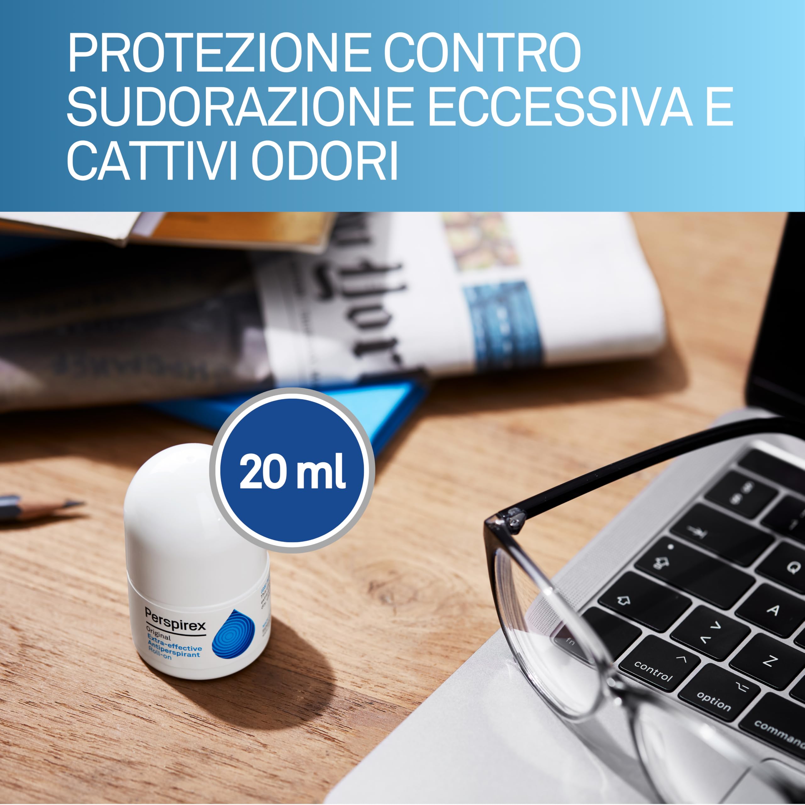 Perspirex Original - Antitraspirante Ascelle Roll-on, Soluzione Efficace Contro la Sudorazione e gli Odori, Senza Profumazione, Formula Dermatologicamente Testata, Ideale per Uso Quotidiano, 20ml