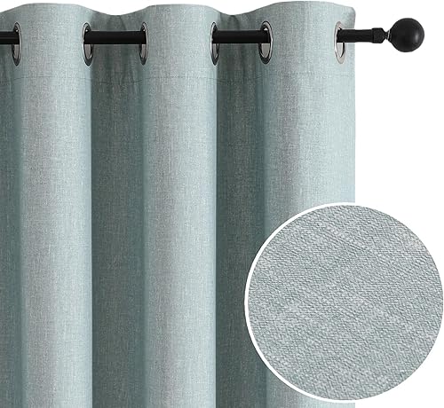 Miniatura 2 de Cortinas opacas con ojales para dormitorio y sala de estar, juego de 2 paneles con aislamiento térmico para oscurecer la habitación (azul claro, 52