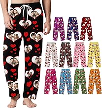 ALBK Pantalons de Pyjama Personnalisé avec 3 Photos, Pantalon de pyjama personnalisé homme & femme, Cadeau Personnalisé pour Hommes Femmes