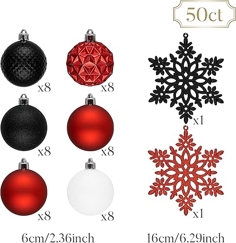 Miniatura 169 de Valery Madelyn Juego de adornos decorativos para árbol de Navidad para otoño, Halloween, 50 unidades de 2.36 pulgadas, rojo, verde y dorado