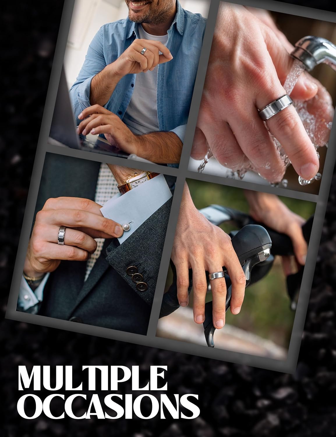 Jstyle Tungsten Mens Wedding Band 8MM Wedding Ring for Men Matte Surface - Beveled Polished Edge Anniversary Promise Rings, Men Ring Jewelry Comfort Fit Size 6-14 - Image 7