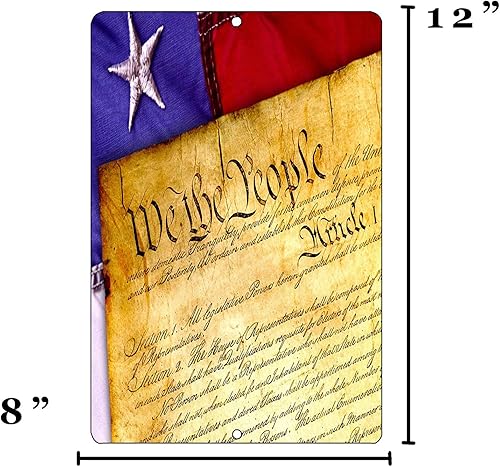 Miniatura 3 de Constitución de los Estados Unidos Metal Estaño Signo Decoración de Pared Hombre Cueva Bar USA Bandera de Estados Unidos