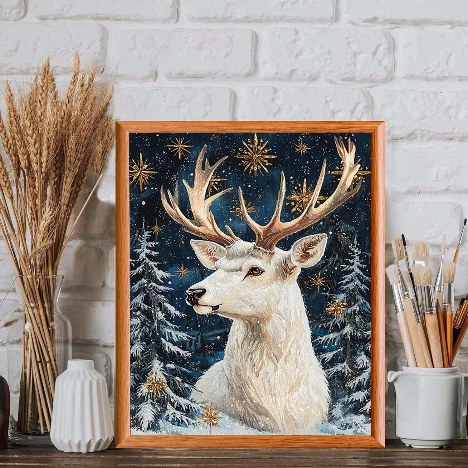 WEISHIWE Dipingere con i Numeri Adulti Alce in inverno, 60x80cm s-158 | Pittura a Olio Kit, fai da te Quadri da Dipingere Numerat, Adulti Bambini Hobby Creativi,Pittura Adulti Decora la Casa Regalo