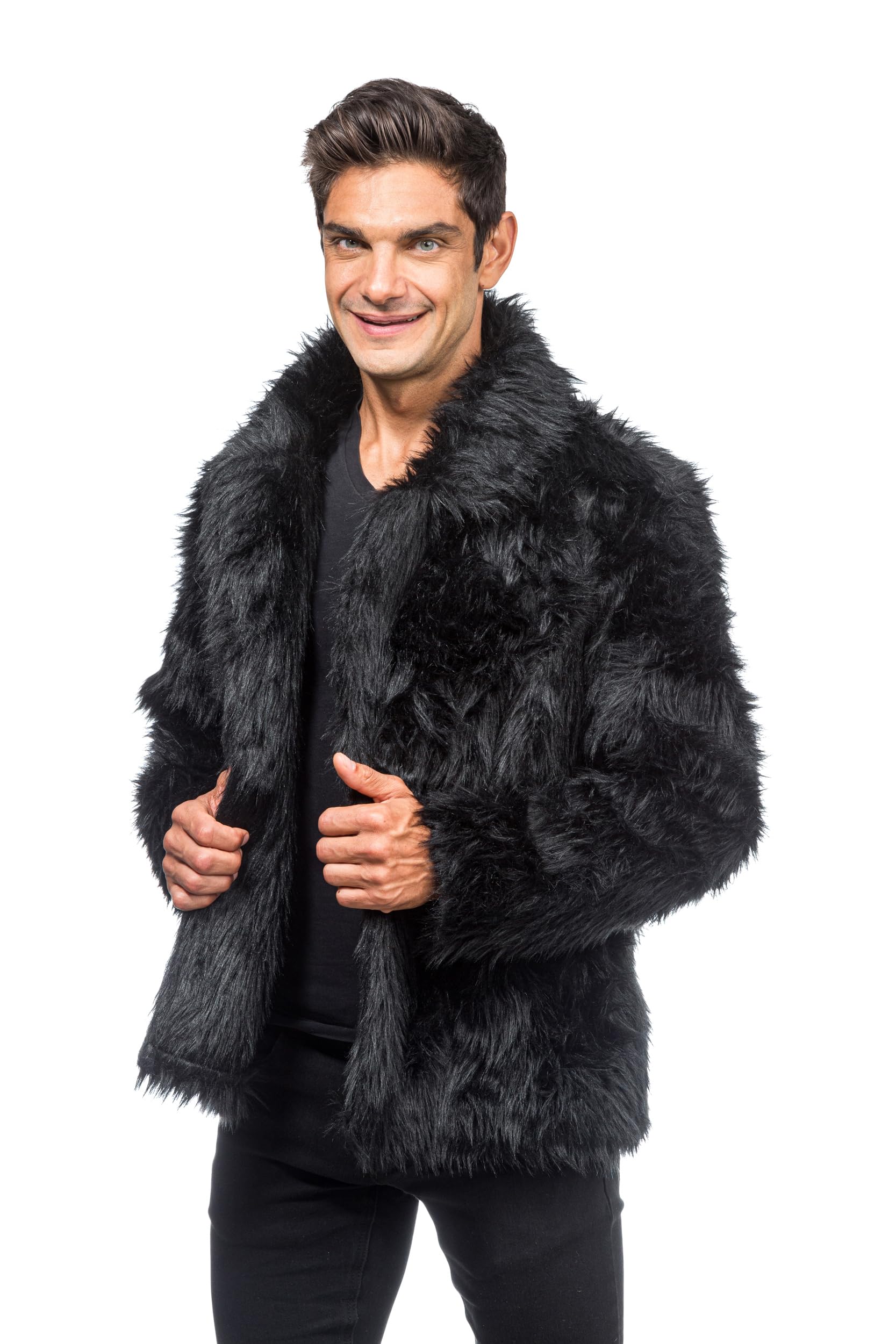 Chaks - Jacke mit Felloptik für Erwachsene, Kunstfell, Felljacke für Karneval, Festival, Party Fashion