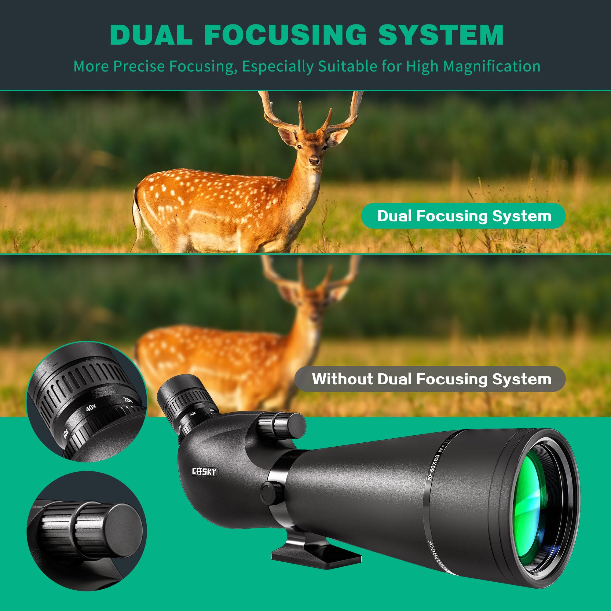 Amazon.com: Gosky 20-60x85 Spotting Scope with Full Size