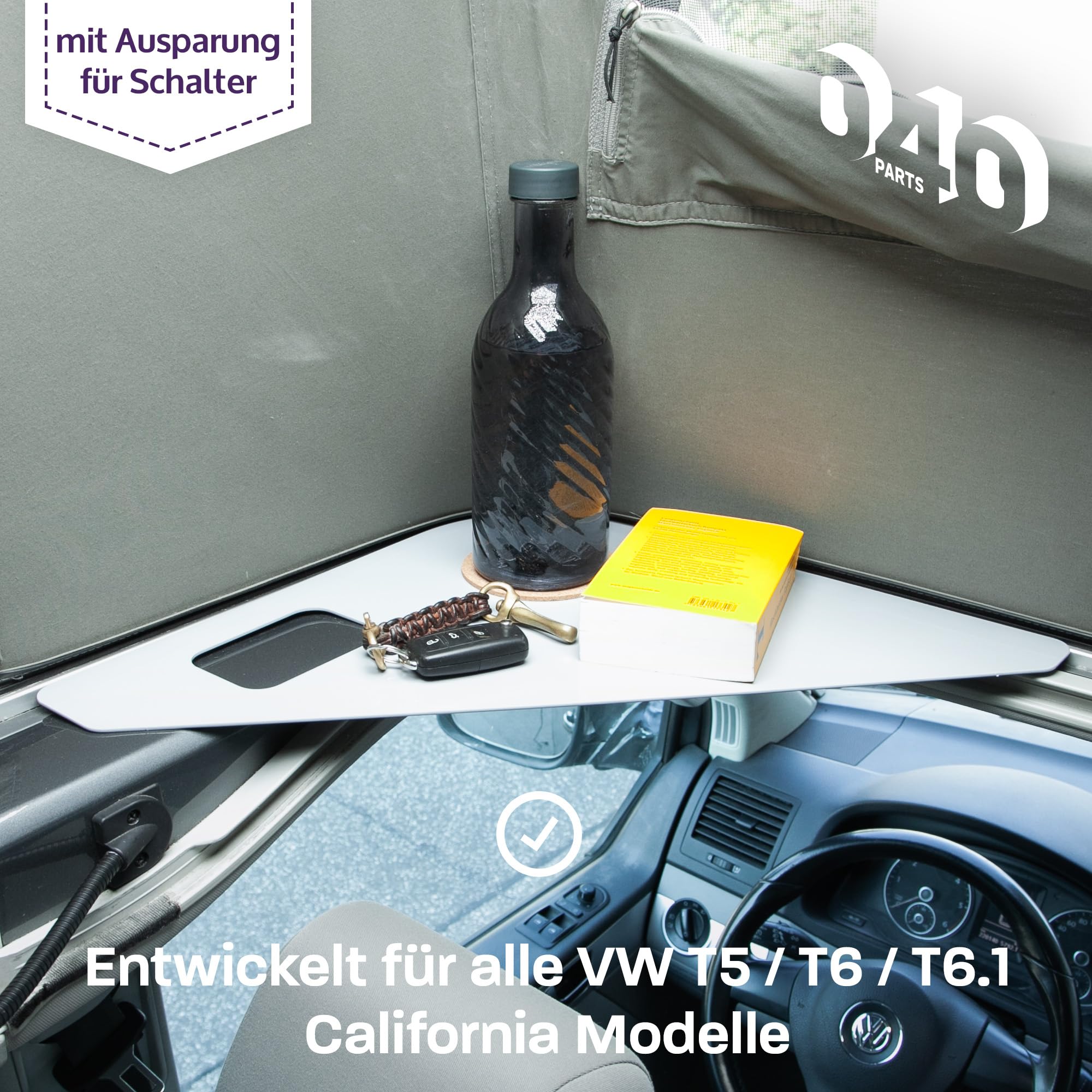 Ablagefläche grau für das Dachzelt deines VW T5 T6 T6.1 California - Regalboden Ablage Fach Mehr Stauraum