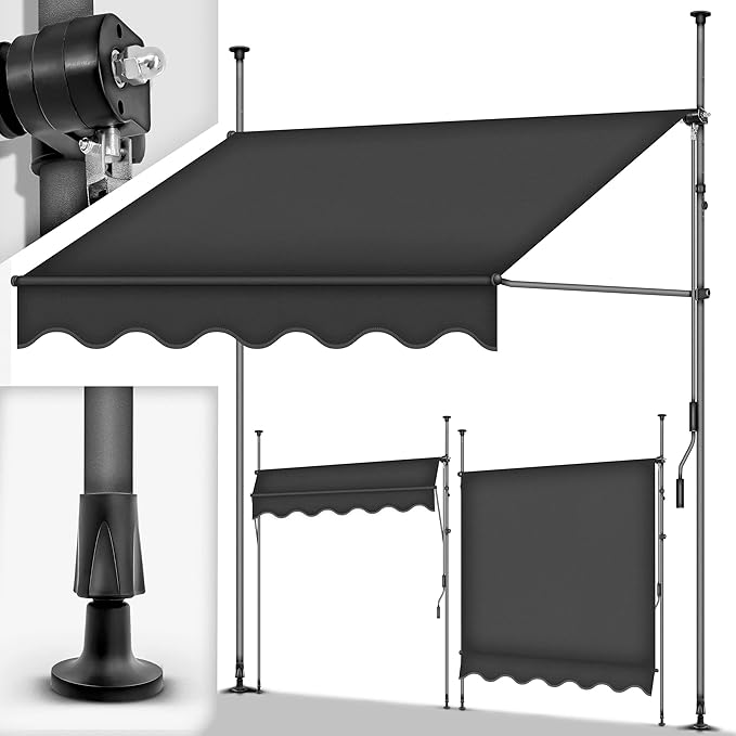 COSTWAY Klemluifel, 350 cm breed, balkonluifel zonder boren, uv COSTWAY Klemluifel, 350 cm breed, balkonluifel zonder boren, uv