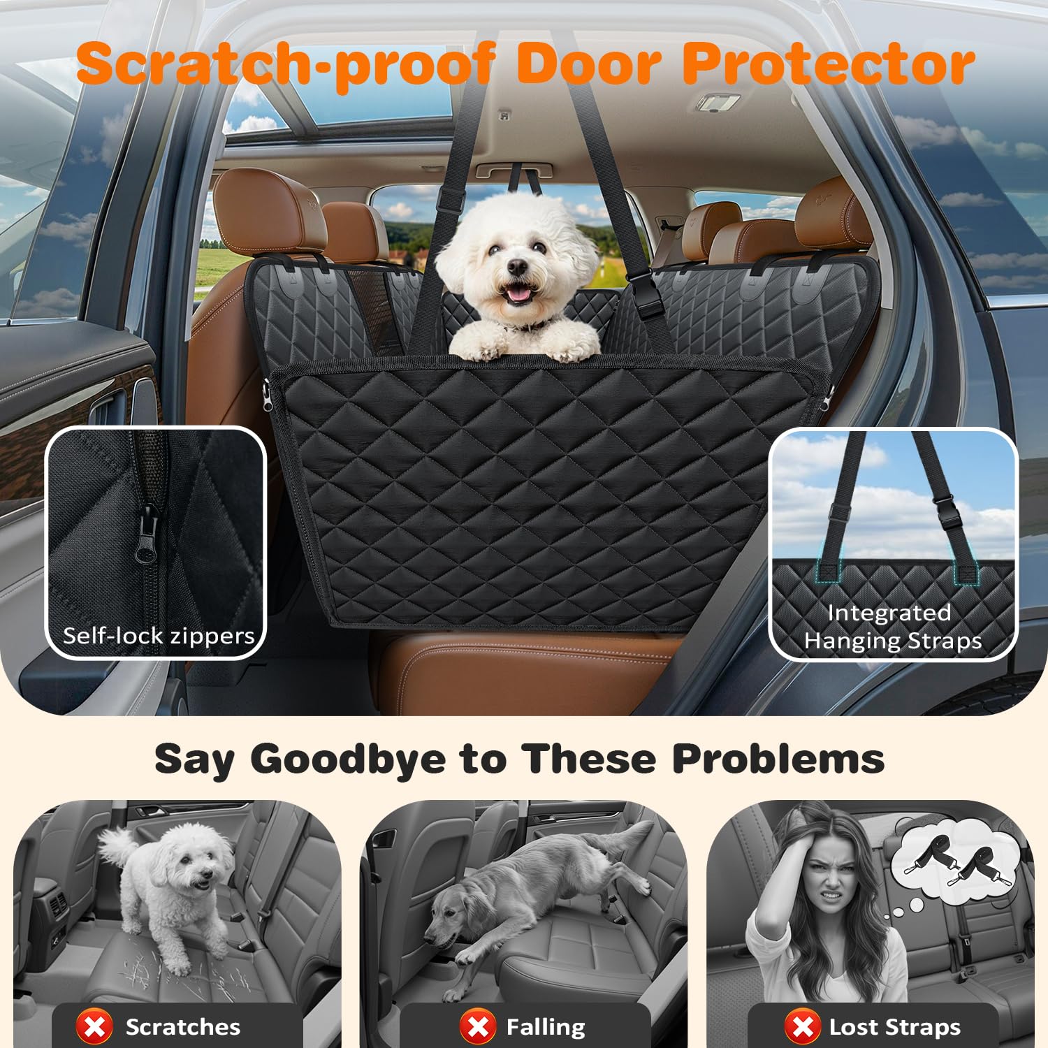 URPOWER XL Dog Seat Cover for Full-Size Truck Back Seat, Waterproof Hammock view 3
