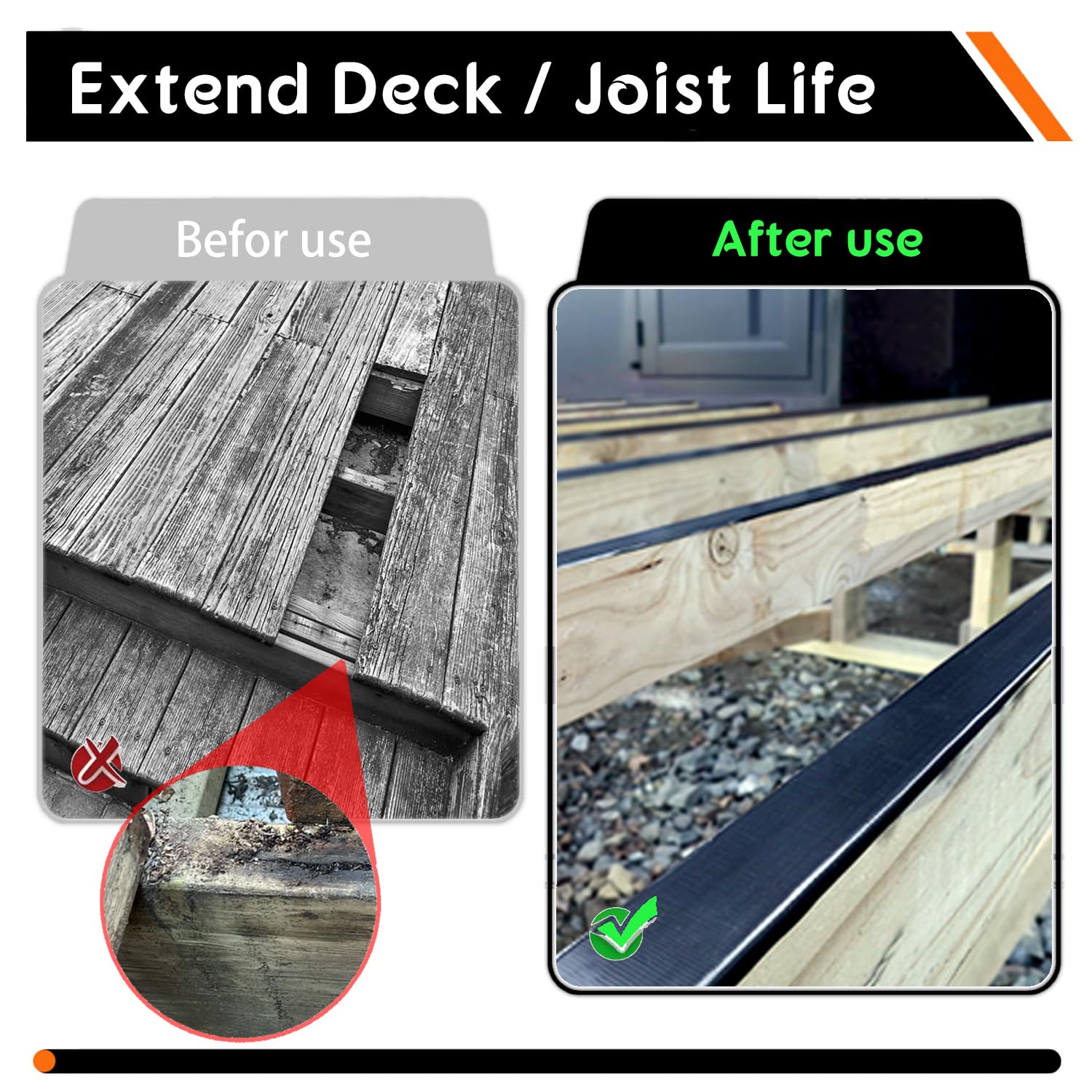 Poutilor Butyl Joist Tape for Decking, Deck Joist Tape 2