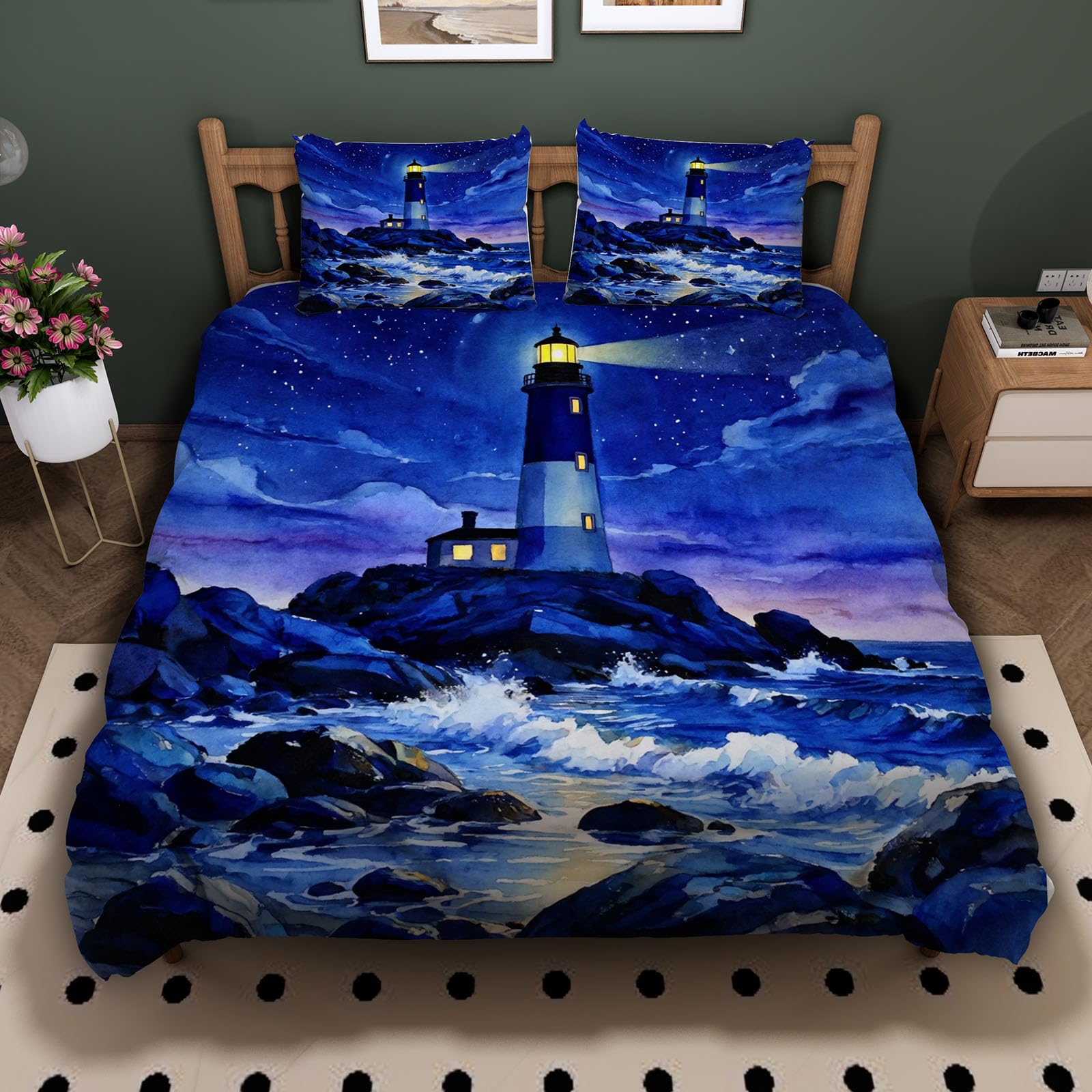 Parure de lit avec fermeture éclair 220x240 housse de couette phare 3D