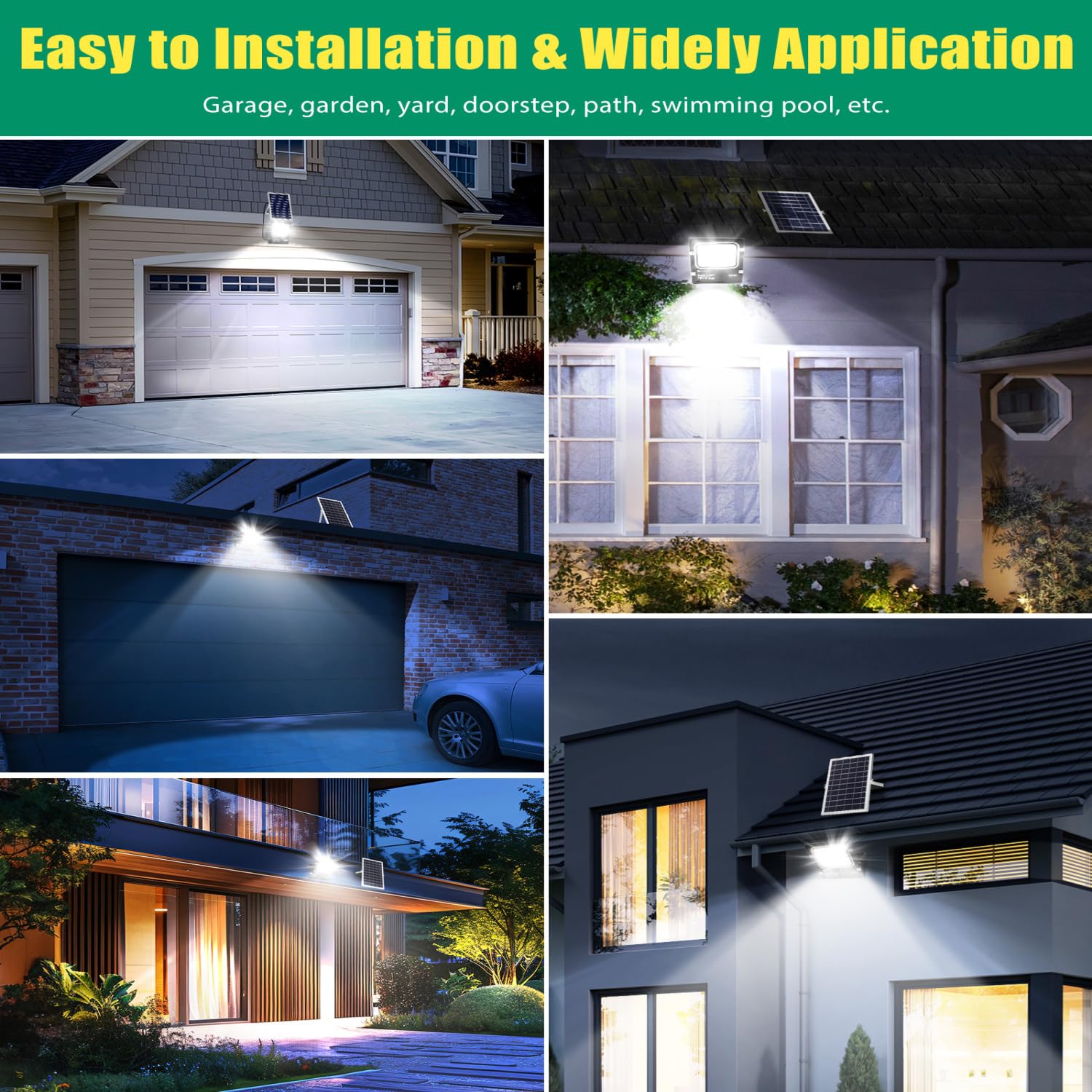 Aigostar - Foco solar exterior con mando a distancia,Cable de 5m.8000mAH,Batería de gran capacidad y gran panel solar.regulable 3000/4000/6500K. Uso interior/exterior IP66:jardín,patio,2 Piezas