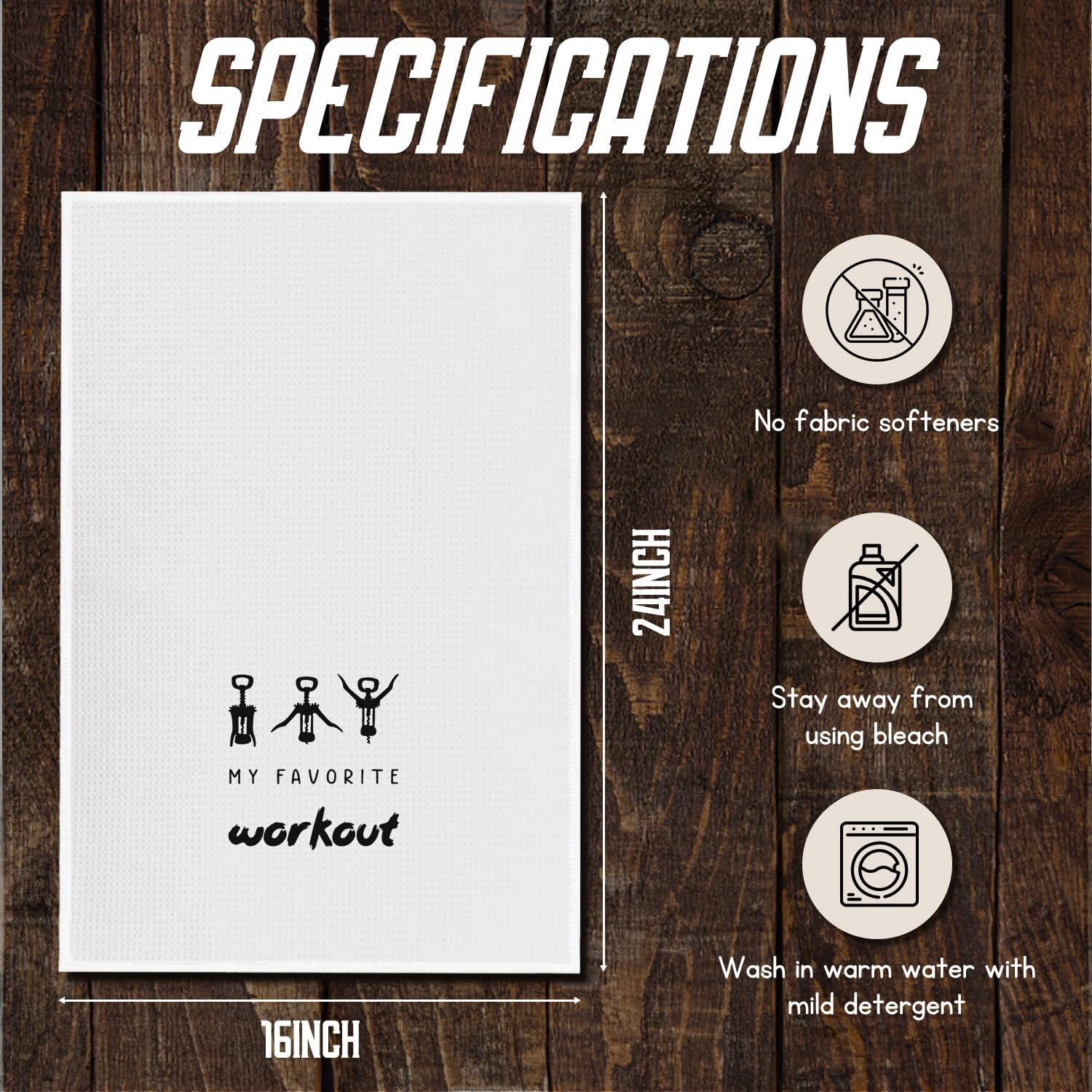 Funny Wine Kitchen Towels,My Favorite Workout Hand Towels,Funny Wine Lovers Gifts for Women,Dish Towel for Kitchen Bathroom Decor 16 X 24 - Image 6