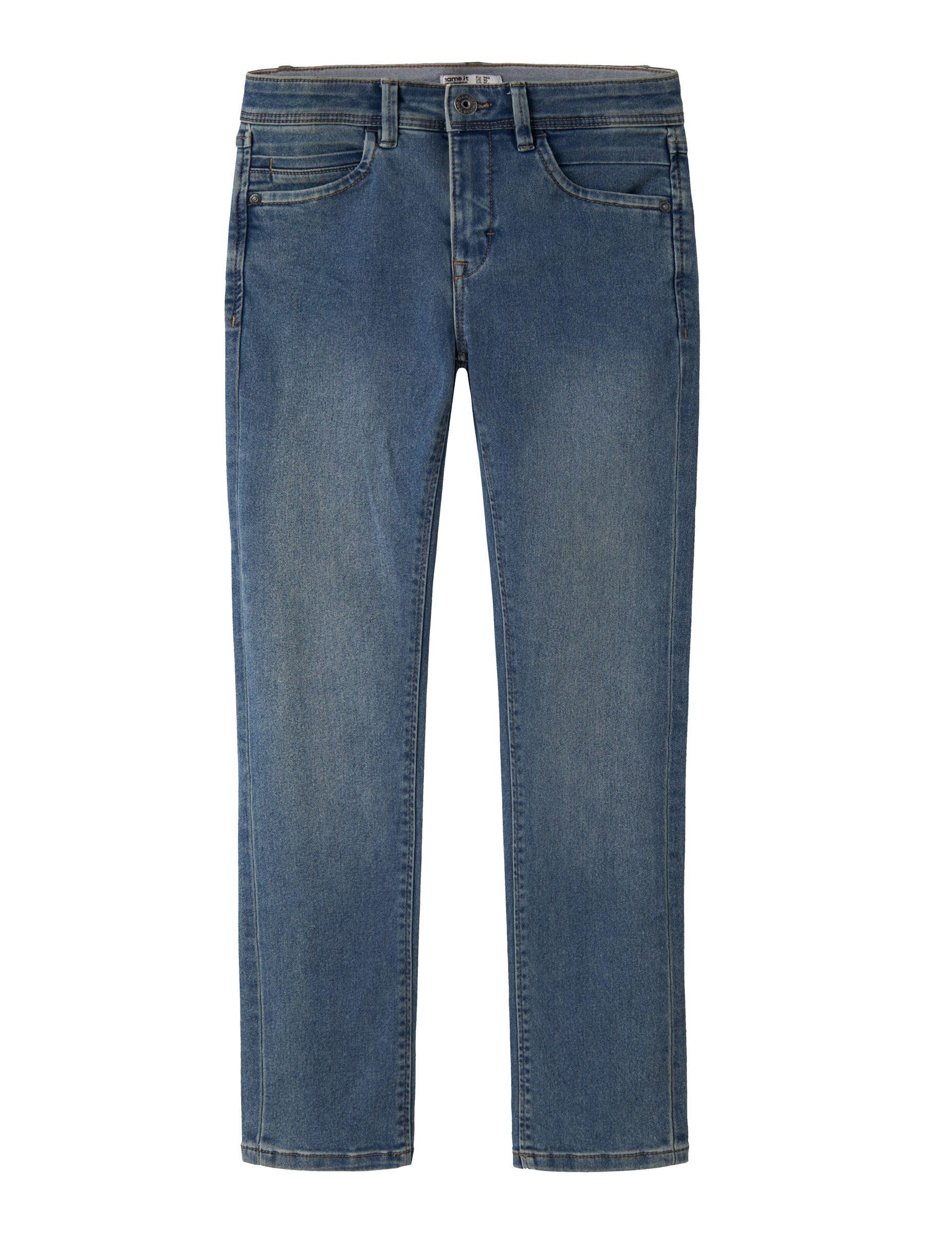 Nahaufnahme des dehnbaren Bundes mit Kordelzug der NAME IT Jungen-Jeans.