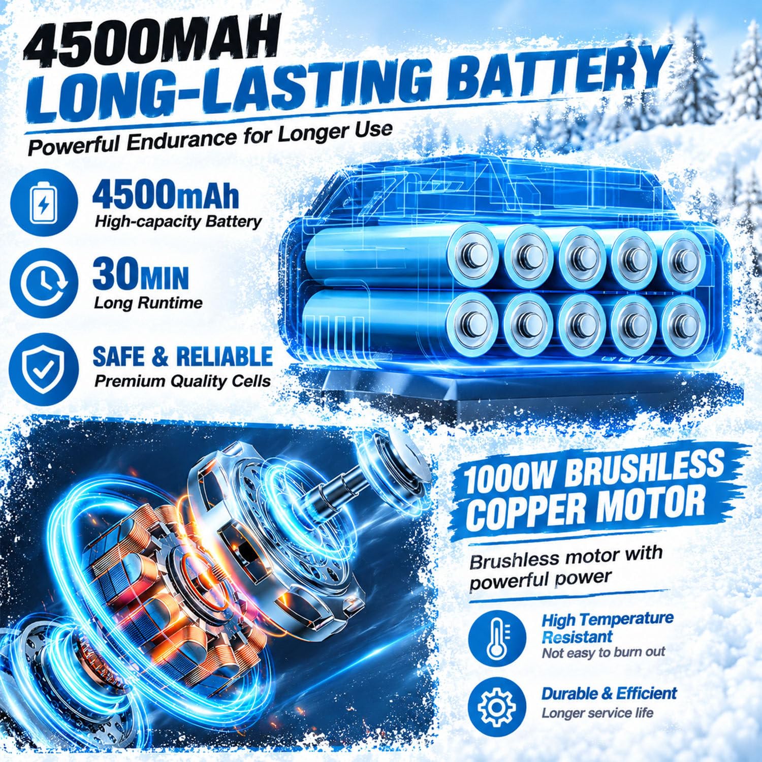 Pelle à Neige électrique sans Fil Batterie 4500mAh 1battery