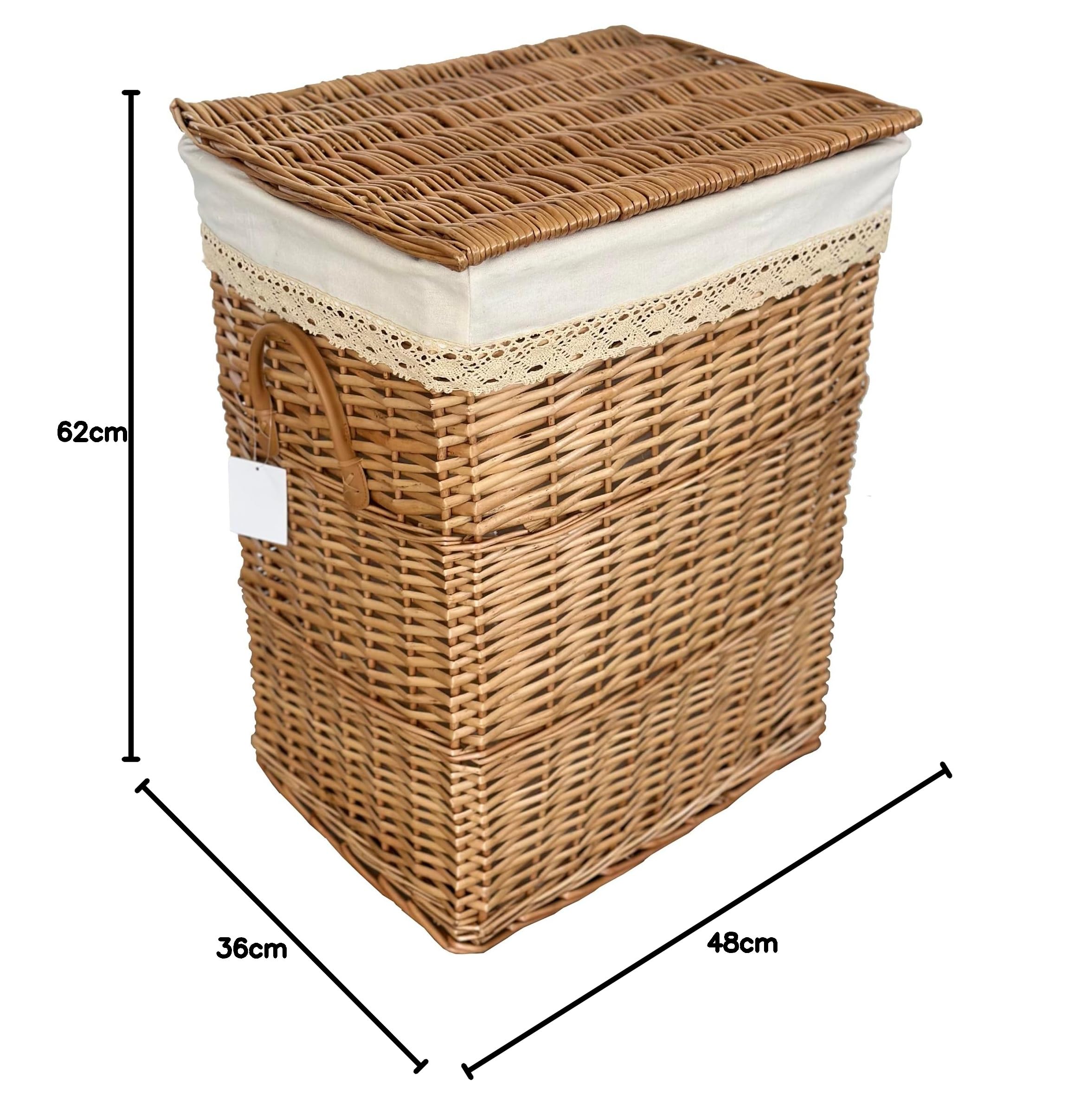 Cesto Portabiancheria con 2 Sezioni 53x35x57 cm Polyrattan