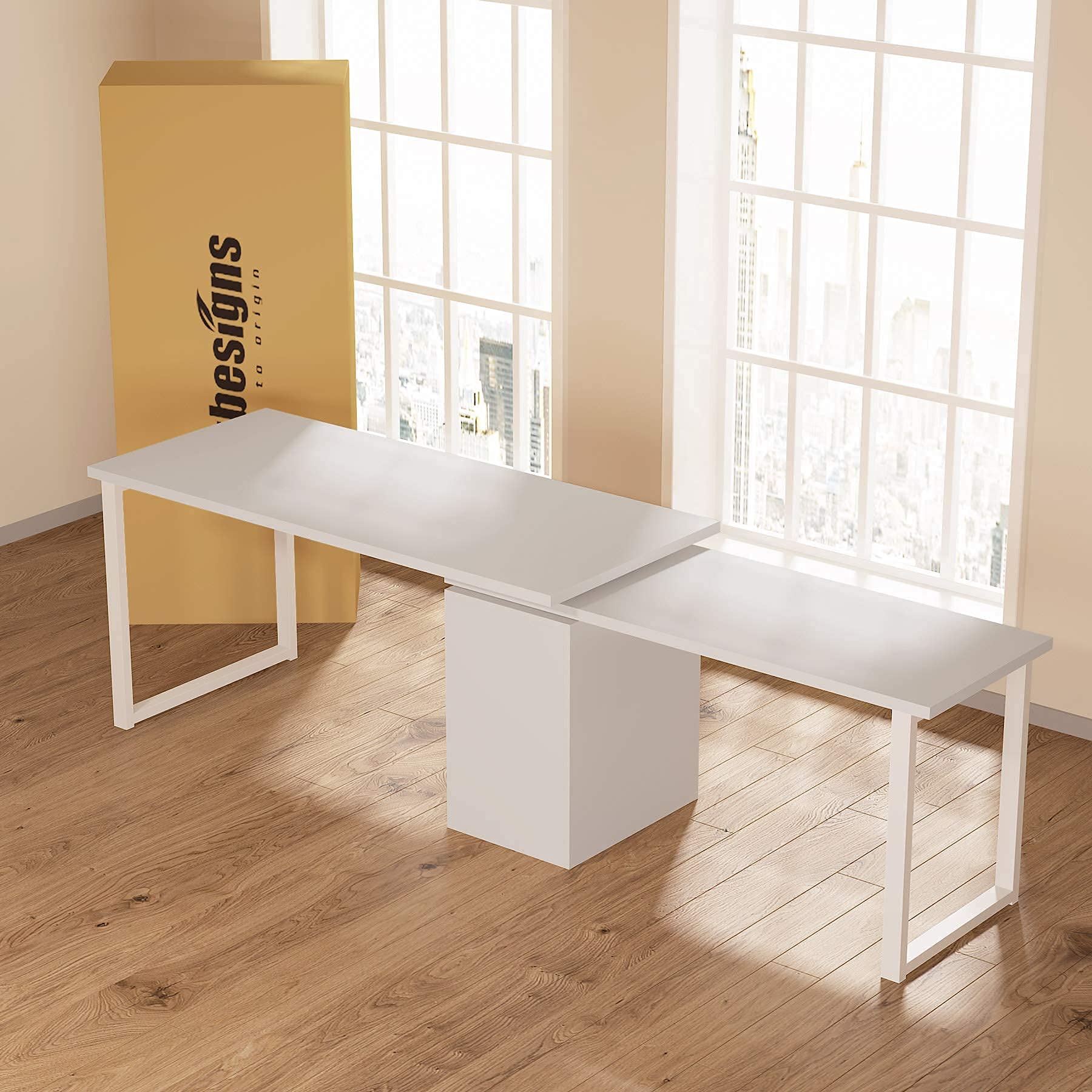 Buy Tribesigns Rotating LShaped Computer Desk, 55 Inches Modern Corner Computer Desk Large