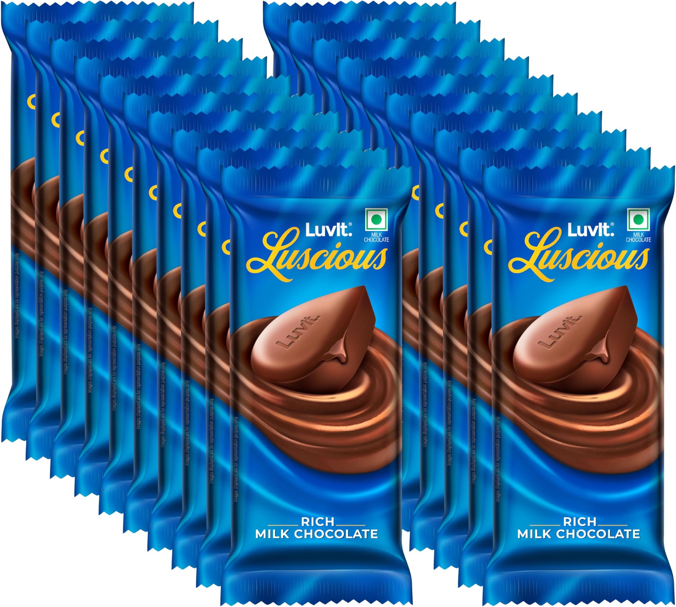 LuvIt Luscious Milk Delectable Chocolate Multipack, 100% Delicious, Pack of 20-36gm Each