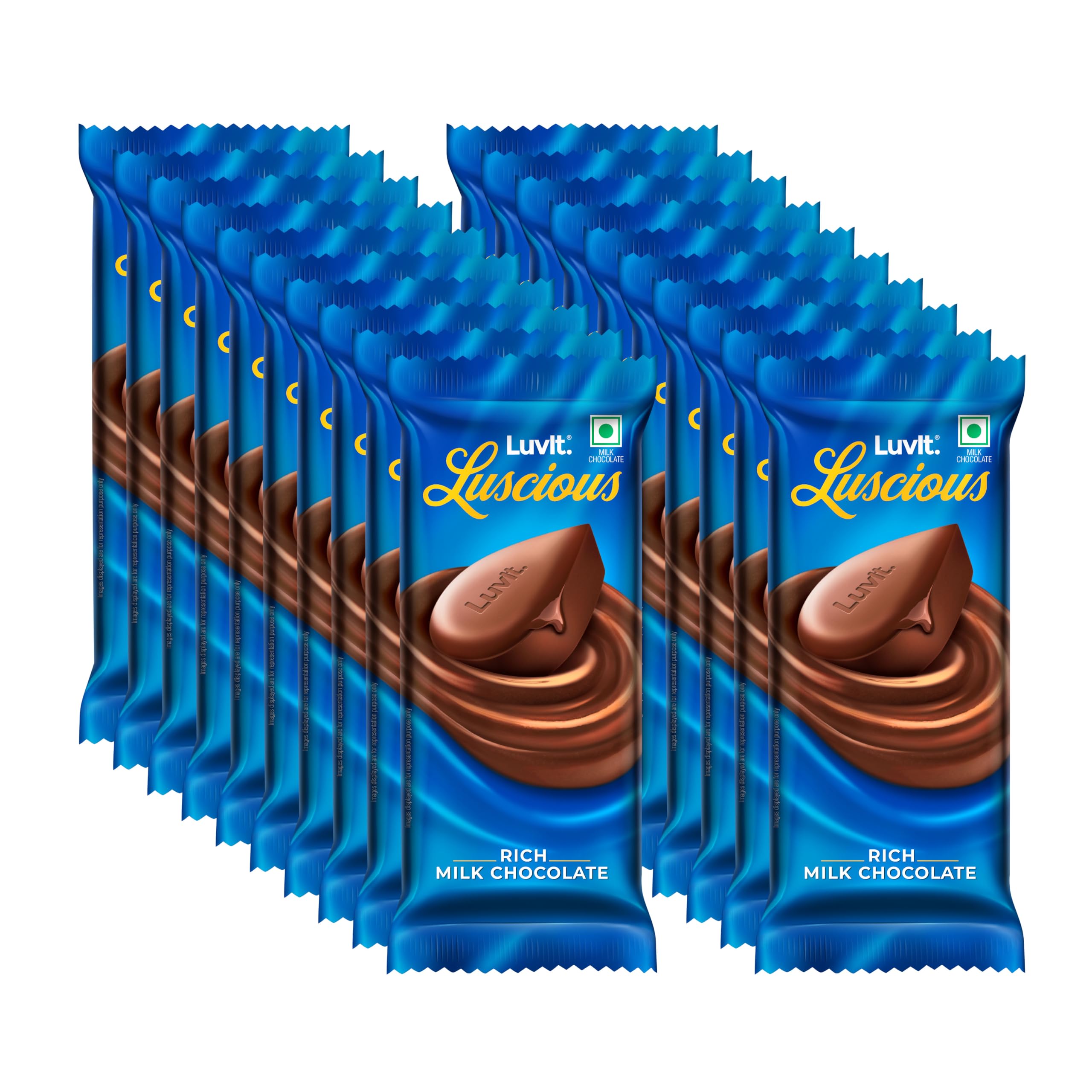 LuvIt Luscious Milk Delectable Chocolate Multipack, 100% Delicious, Pack of 20-36gm Each