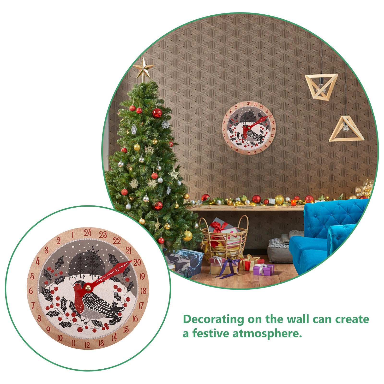 Toyvian 3 Pièces Calendrier de L'avent en Bois, Compte à Rebours | Décoration Festive pour Maison et Bureau, Design Soigné, Ambiance de Saison, Usage Solide