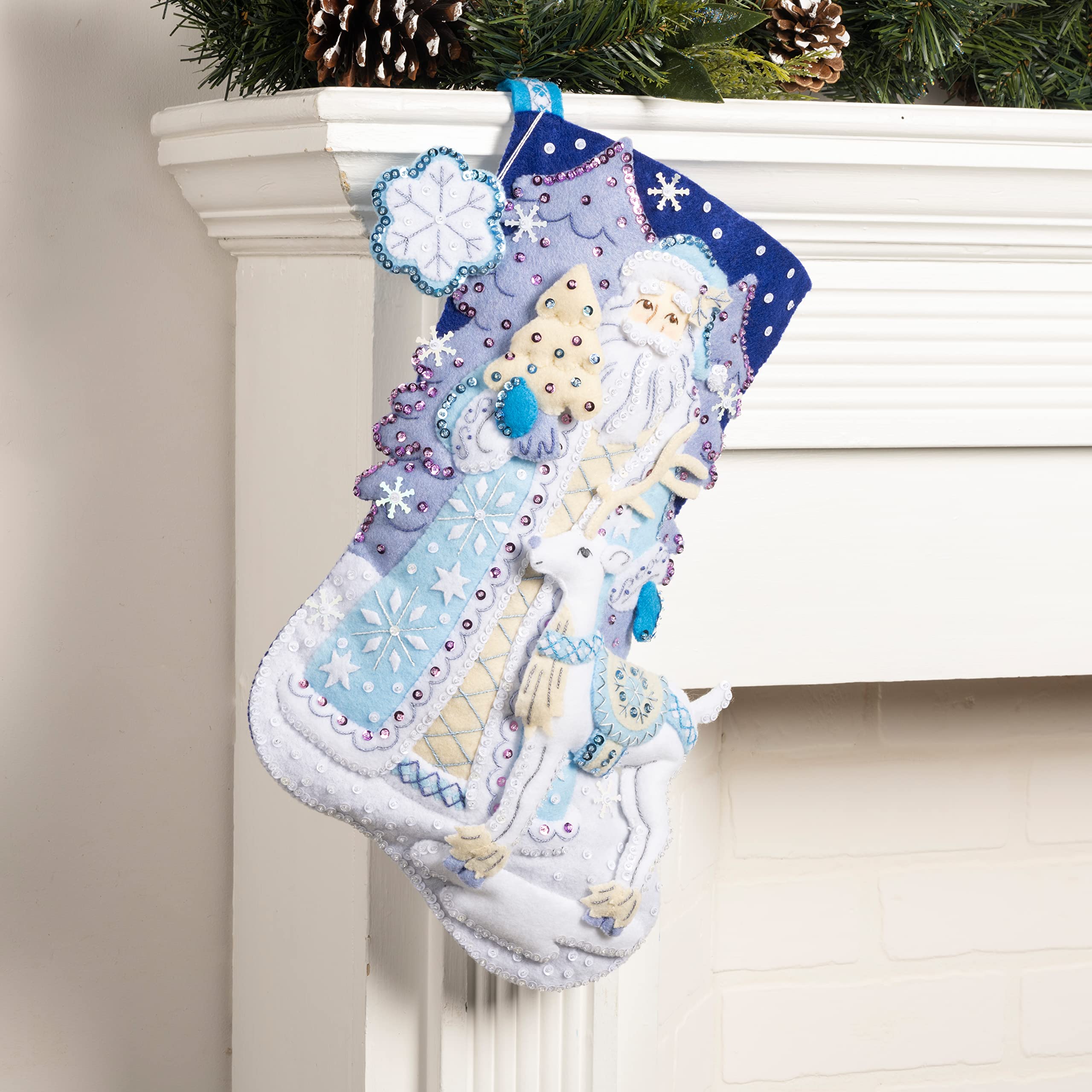 Bucilla, Winter Wonderland 45 cm filcowy zestaw do robienia pończoch, idealny do samodzielnego wykonania drutów i rzemiosła, 89540E