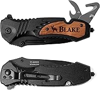 Vista 4 de Cuchillo de bolsillo personalizado de Palmetto Wood Shop - Cuchillo de bolsillo grabado con láser, regalo para hombres, cuchillo personalizado