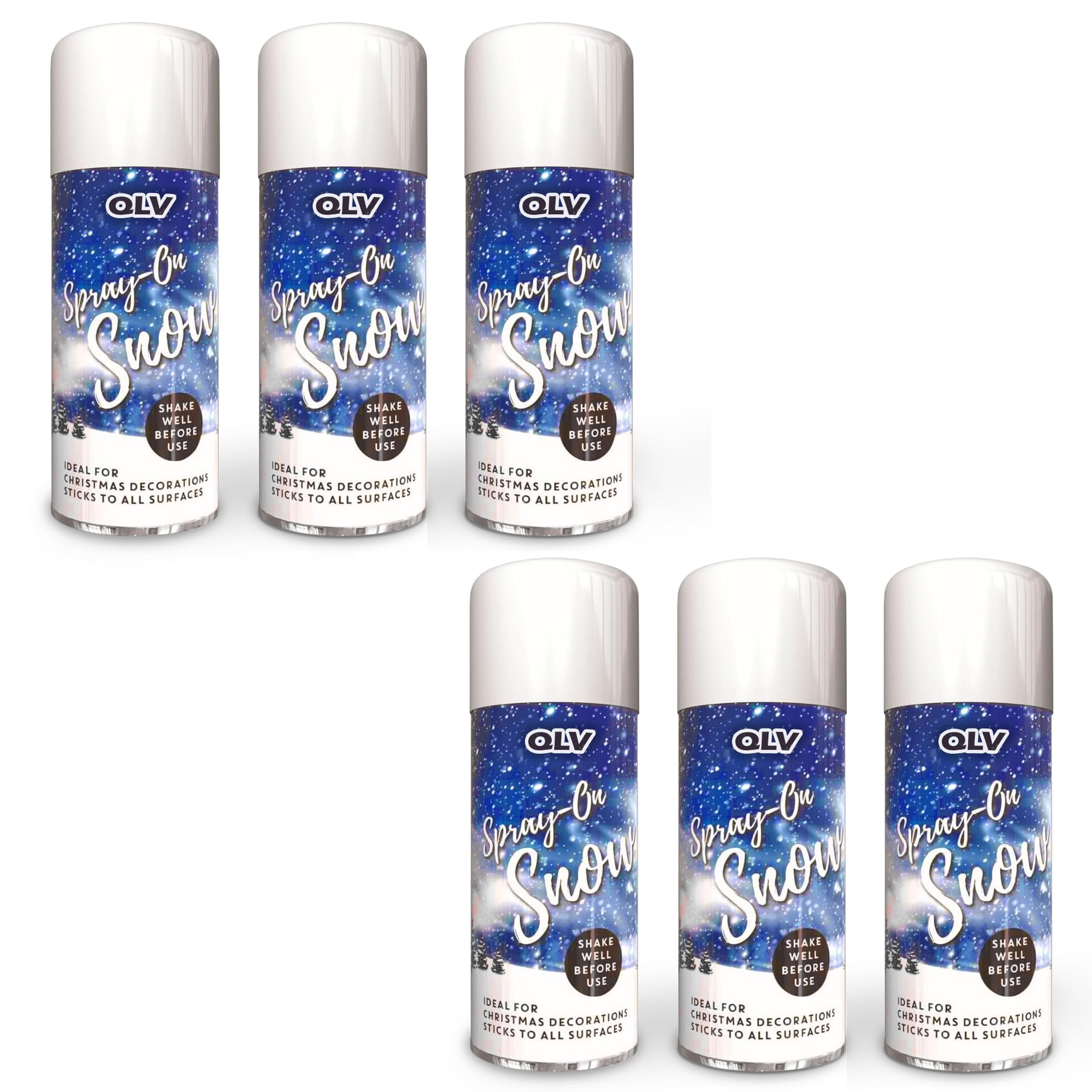 Qlv Artificial Snow Spray For Christmas Decorations - 6 Pack Of 200Ml Fake Snow Spray For Christmas Tree Decorations And Wreath Making - Festive Xmas Window Artificial Snow For Crafts