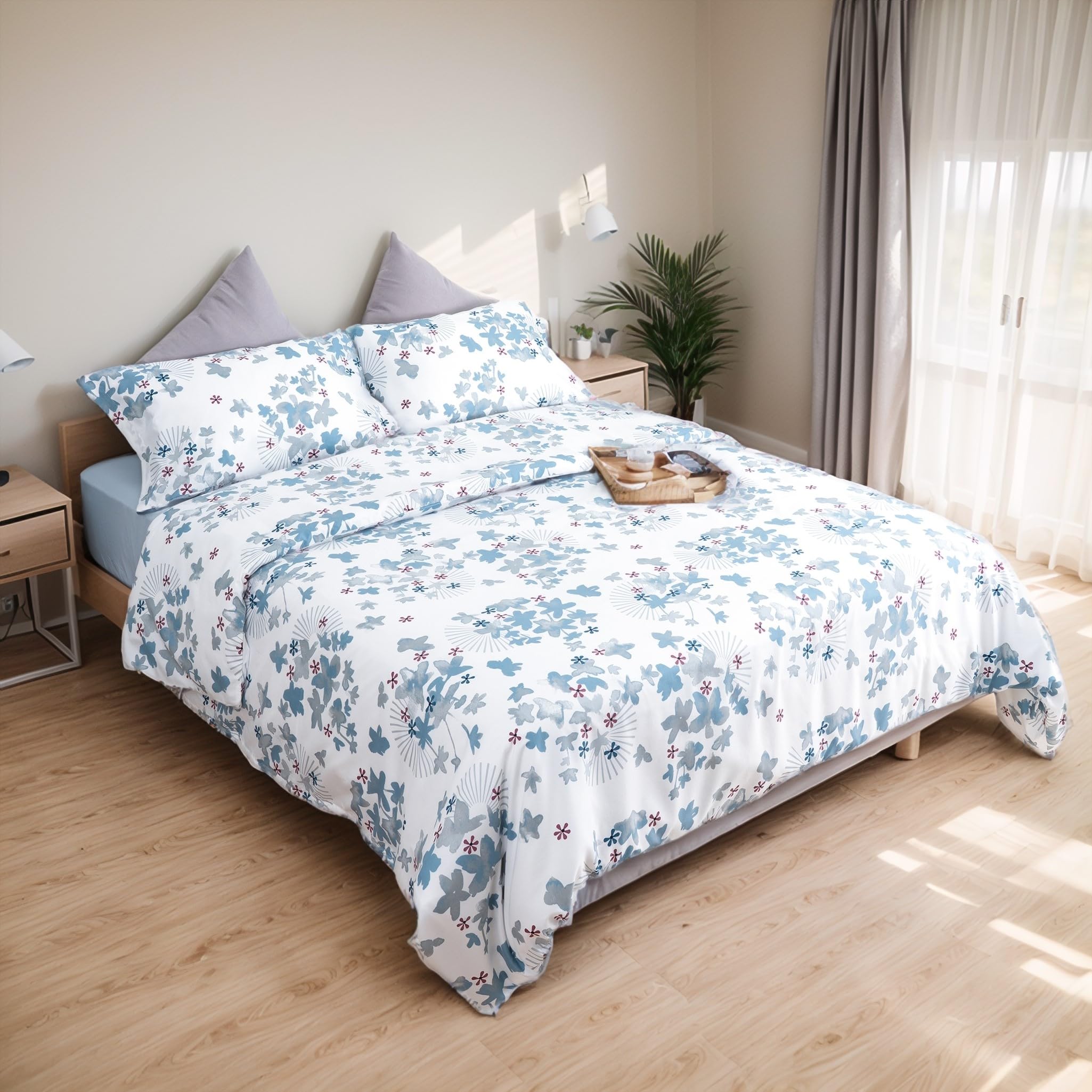 Etrexonline Juego de Funda Nórdica 3 Piezas Cama 135 Microfibra Extra Suave Transpirable - 1 Funda Edredón 220x220 cm y 2 Fundas de Almohada 50x70 cm (Eucalipto) — view 30