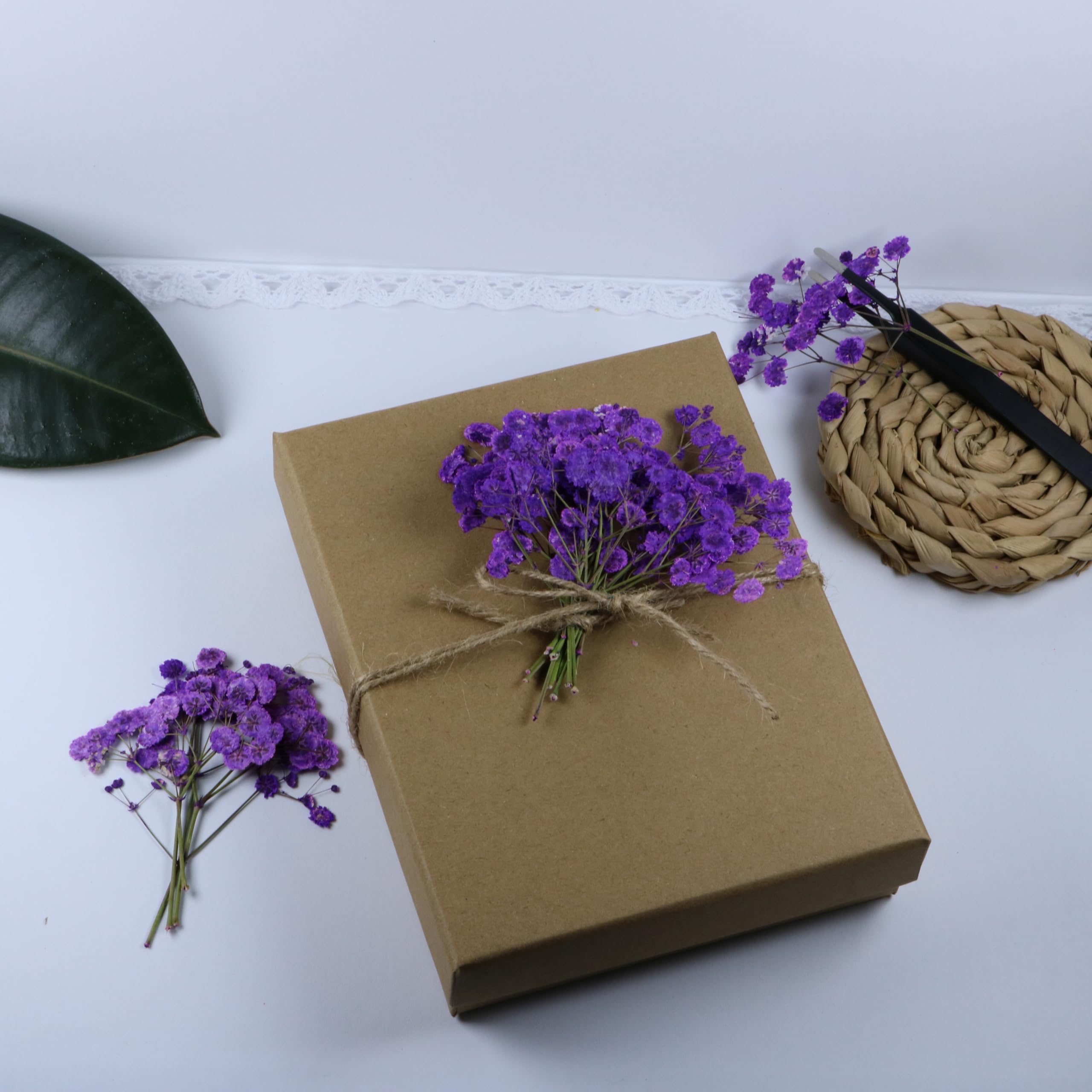 50 Zweige Lila gepresste Blumen Bulk Getrocknete Blumen Kit für Harz Getrocknete Babys Atem Blume Natürlich mit Pinzette für Handwerk Weihnachten DIY Geschenk Scrapbooking Foto Requisiten
