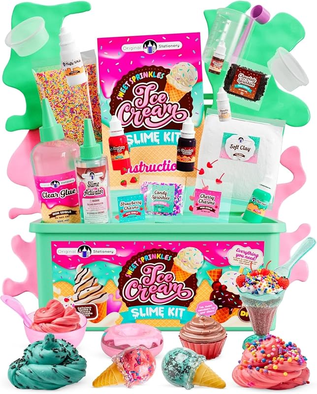 Kit de limo de helado Sweet Sprinkles para niñas de 7 a 12 años, juego de limo de bricolaje para crear sundaes, donas y limos para magdalenas, divertido juguete artesanal creativo, regalo de cumpleaños para niños