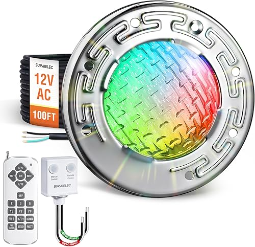 SURAIELEC Luces LED de spa de 6 pulgadas, luces de piscina que cambian de color de 12 V CA para piscina enterrada, luz de spa subacuática con