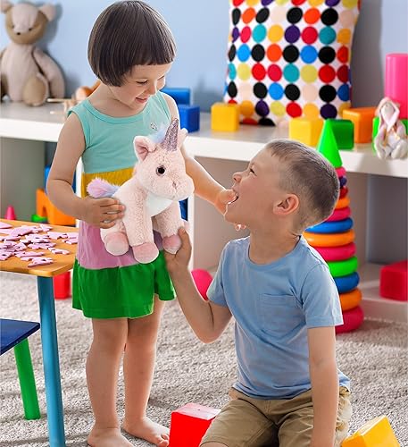 Miniatura 6 de DolliBu Animal de peluche de unicornio rosa  unicornio suave abrazable adorable juguete de peluche de unicornio para jugar lindo regalo de fantasía