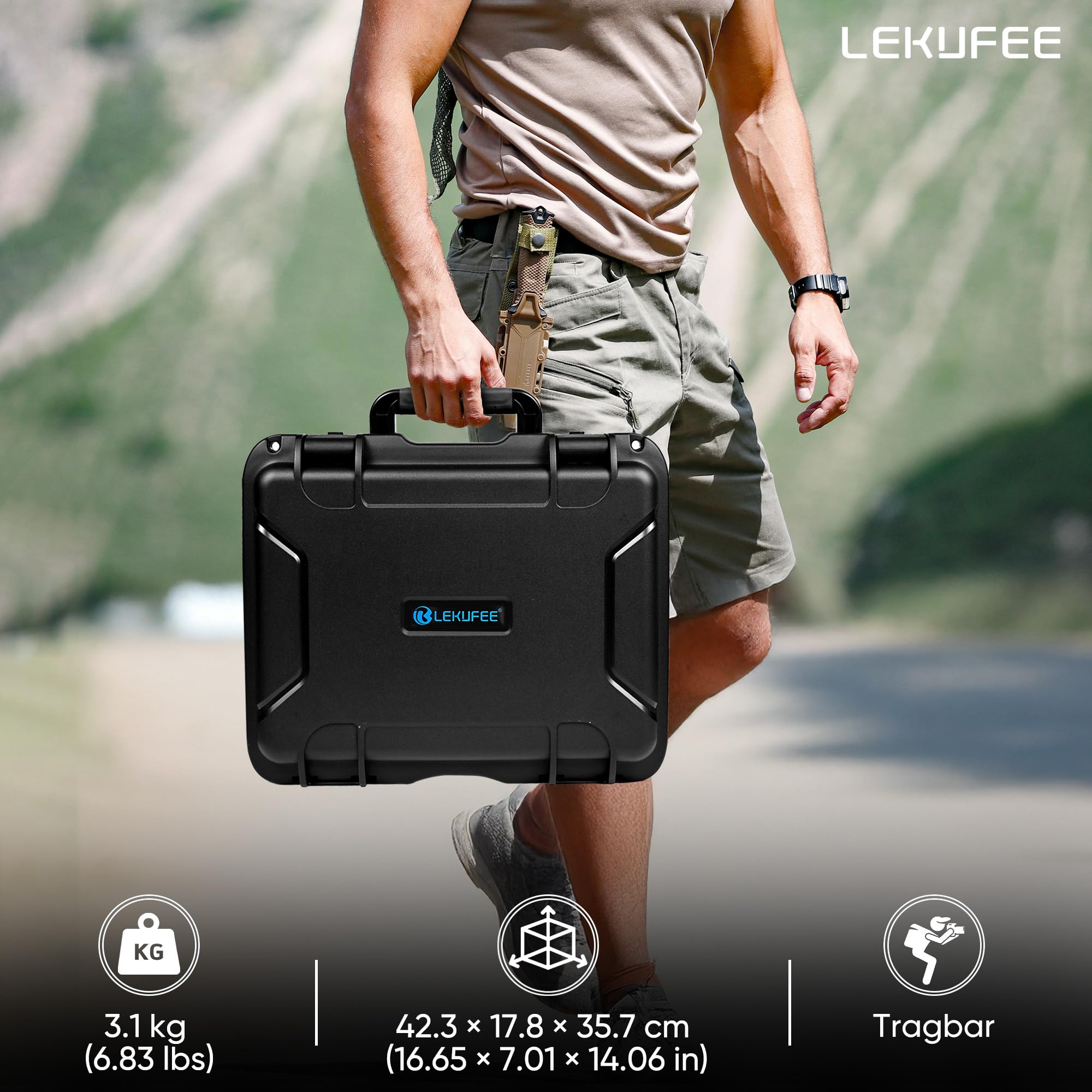 LEKUFEE Wasserdichter Hartschalen-Tragekoffer für DJI Avata 360 Drohne, Motion Fly More Combo, 5 Akkus, Goggles N3/3, RC Motion 3, DJI RC 2/RC N3/N2, FPV Controller 3 und Zubehör (nur Koffer)