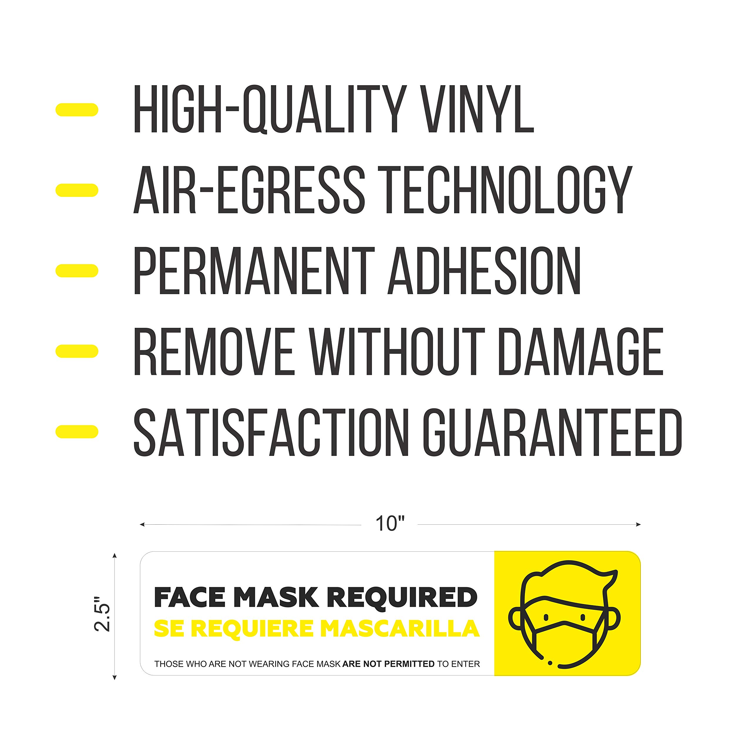 Face Mask Required Sign Decal Sticker for Rideshare Drivers | Safety Face Mask Notice Sign for Uber & Lyft Drivers | Wear Face Mask Car Window Decal | Commercial Grade Safety Decal for Taxi