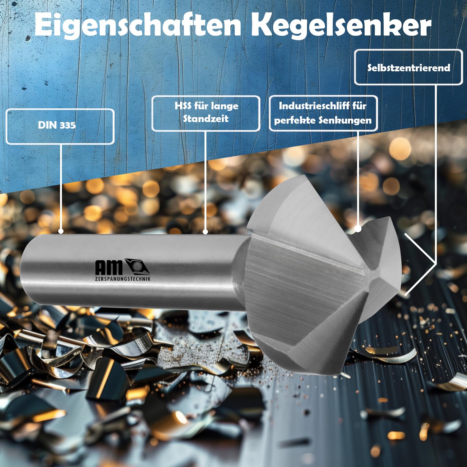Svasatore Conico In Metallo HSS - Diametri Da 6.3 A 25 Mm, Angoli 60°/90°/120°, Per Legno E Metalli - Foto 2