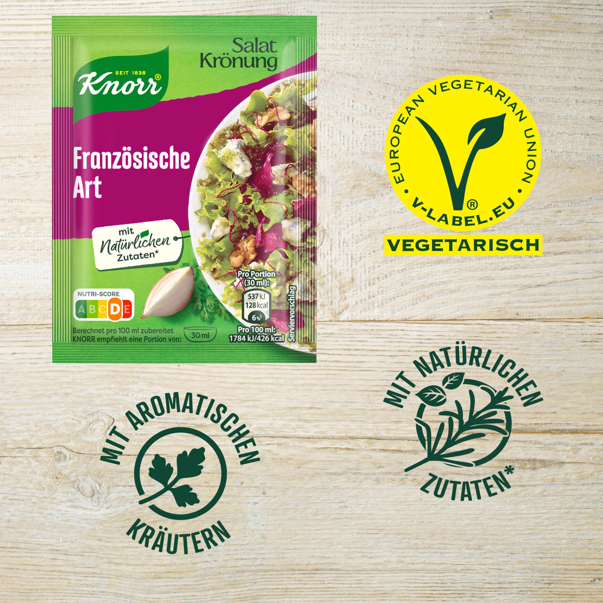 Knorr Salatkrönung Französische Art für ein leckeres Salatdressing mit natürlichen Zutaten* 15 x 5 x 90ml