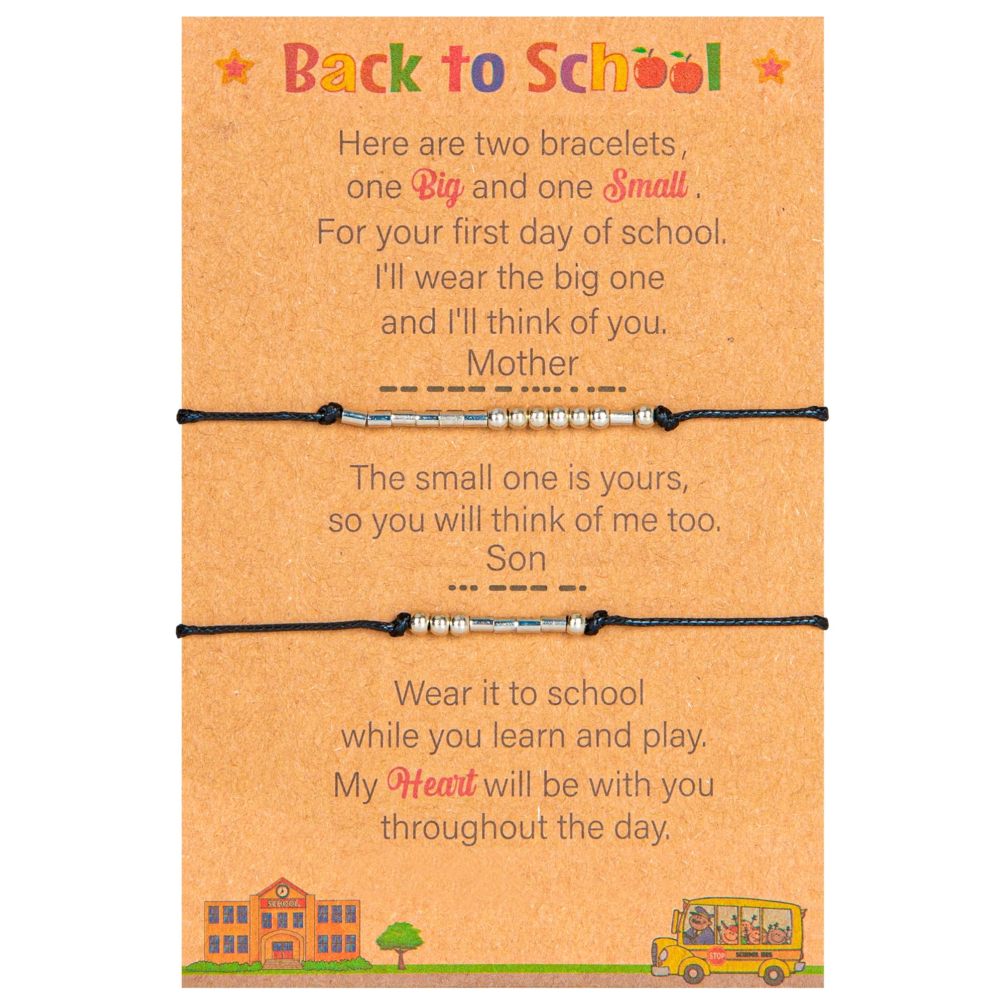 EOBOH Back to School Supplies, Back to School Bracelet Mommy and Me, Prek Matching Wish Bracelets Set, Adjustable Bracelet for Boys Girls Gifts Stuff Bulk