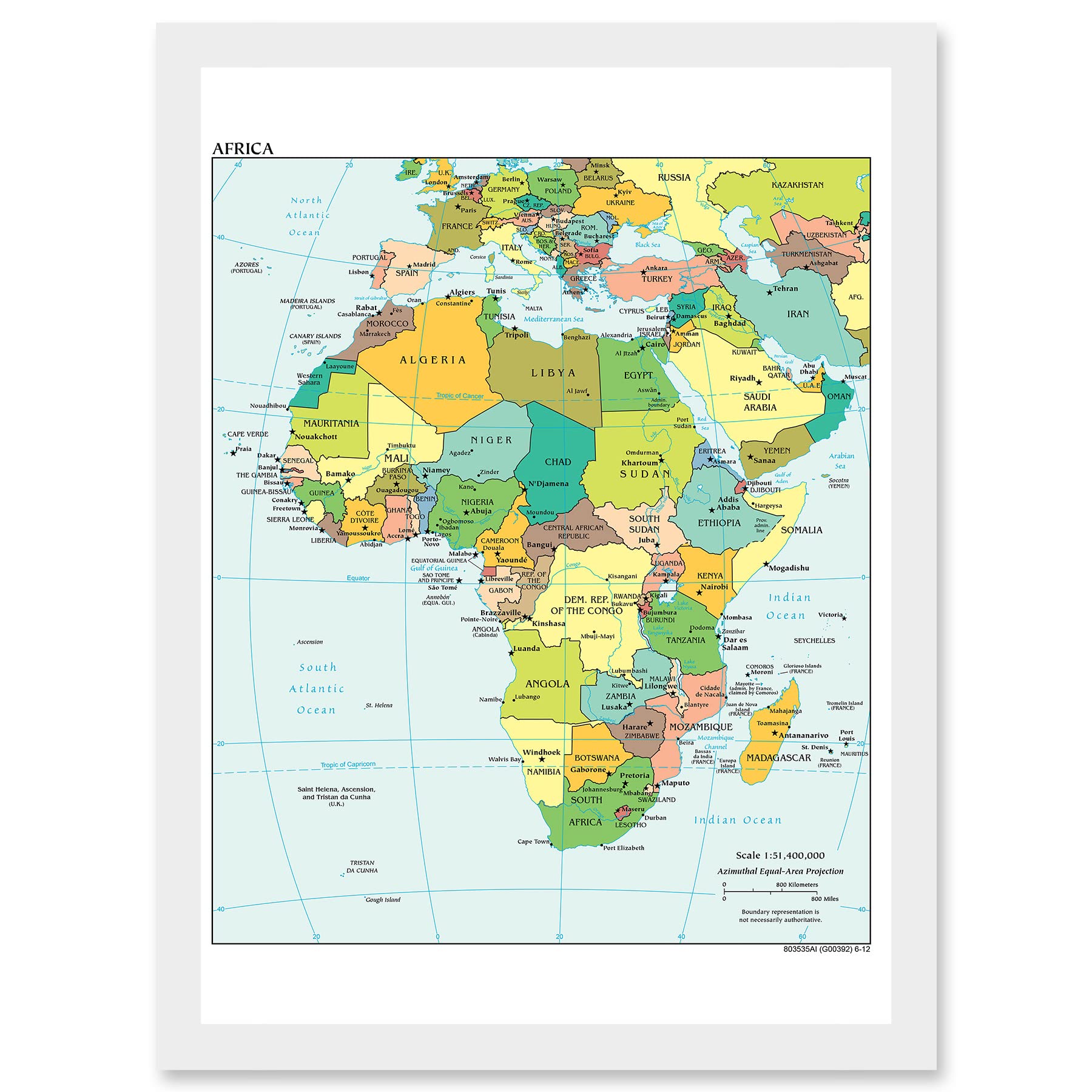 Amazon.com: Artery8 Political Map 2012 Africa African Countries