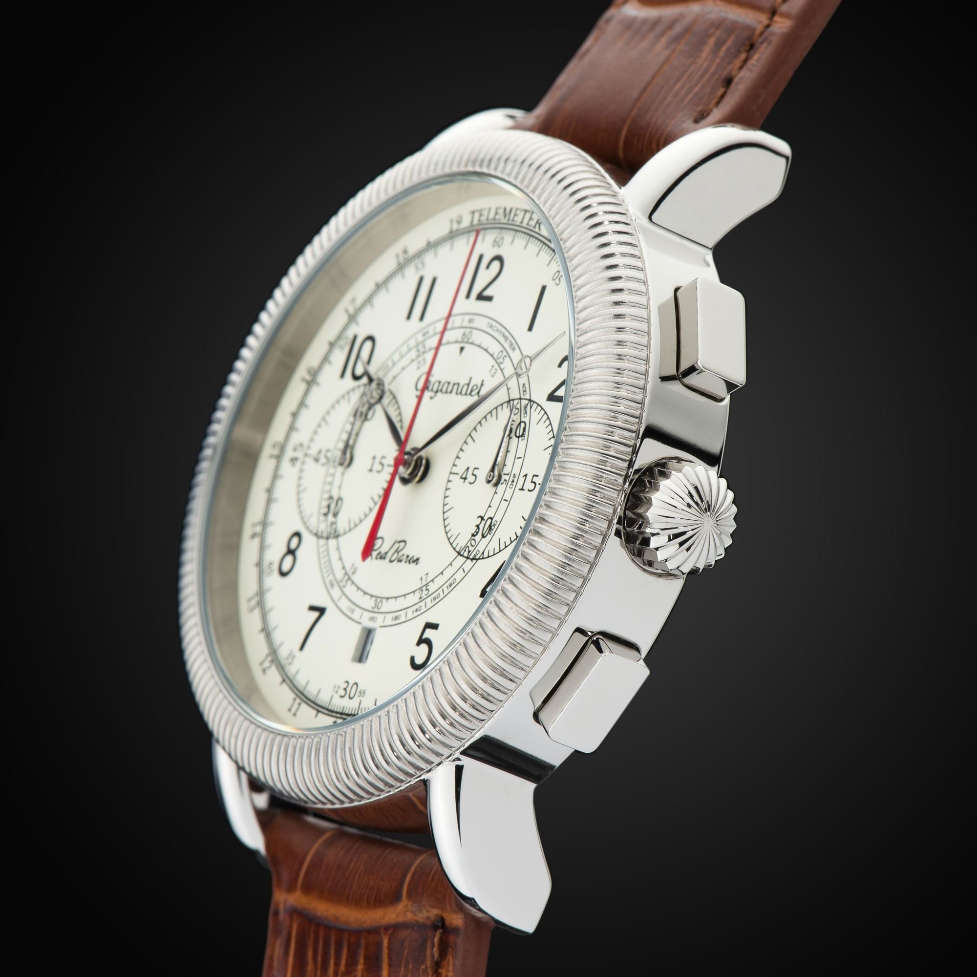 Gigandet Reloj de Hombre Cuarzo Red Baron IV Cronógrafo Analógico Cuero Marrón Beis G19-001