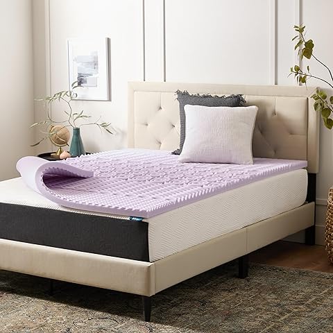 LUCID Lavender-Infused Mattress Topper - Memory Foam - 2 Inch - Full XL Size - Plush Feel - 5 Convoluted Zones - CertiPUR Certified - New Home Owner & Dorm Room Essentials
