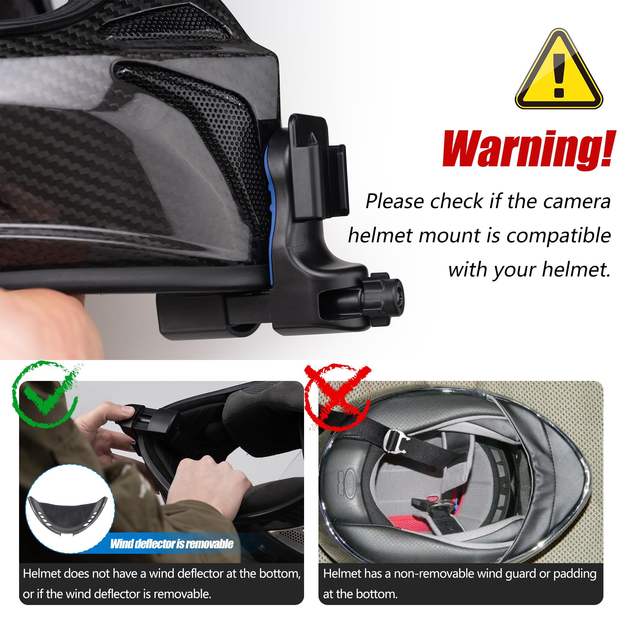 Helm-Kinnhalterung für Motorradhelm, Halterung für GoPro Hero 11/10/9/8/HERO7/6/5/4/3, DJI Osmo Action/YI/Akaso/Apeman/Acrosstour Action-Kamera für Biker, Motorradfahrer, Skifahren