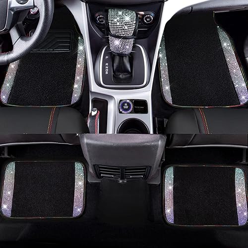 Miniatura 21 de CAR PASS - Juego accesorios de automóvil brillantes para mujer, fundas de asiento de cuero, diamantes imitación de 15 pulgadas, fundas para volante