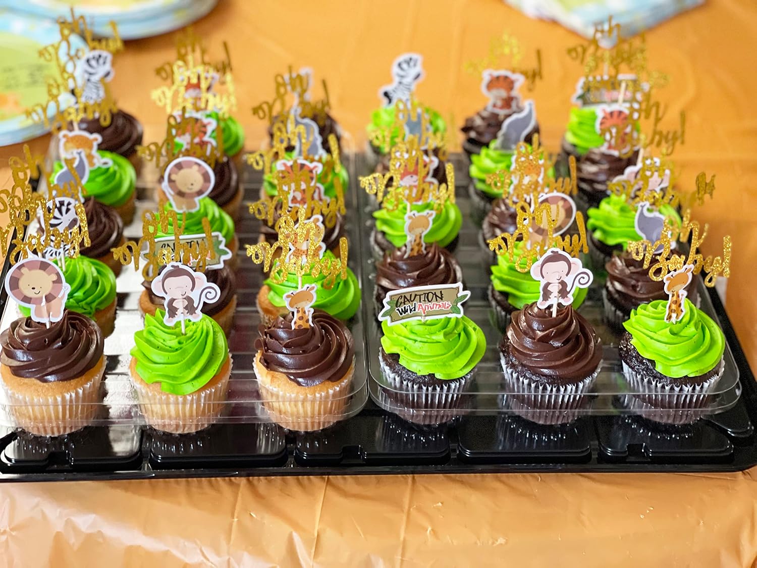 "Honbay 48PCS Double Sided Zoo Animal Theme Dessert Muffin Cake Cupcake Toppers Picks Cake Decoration for Jungle Safari Themed Party, Baby Shower or Birthday Party Decoration,etc"