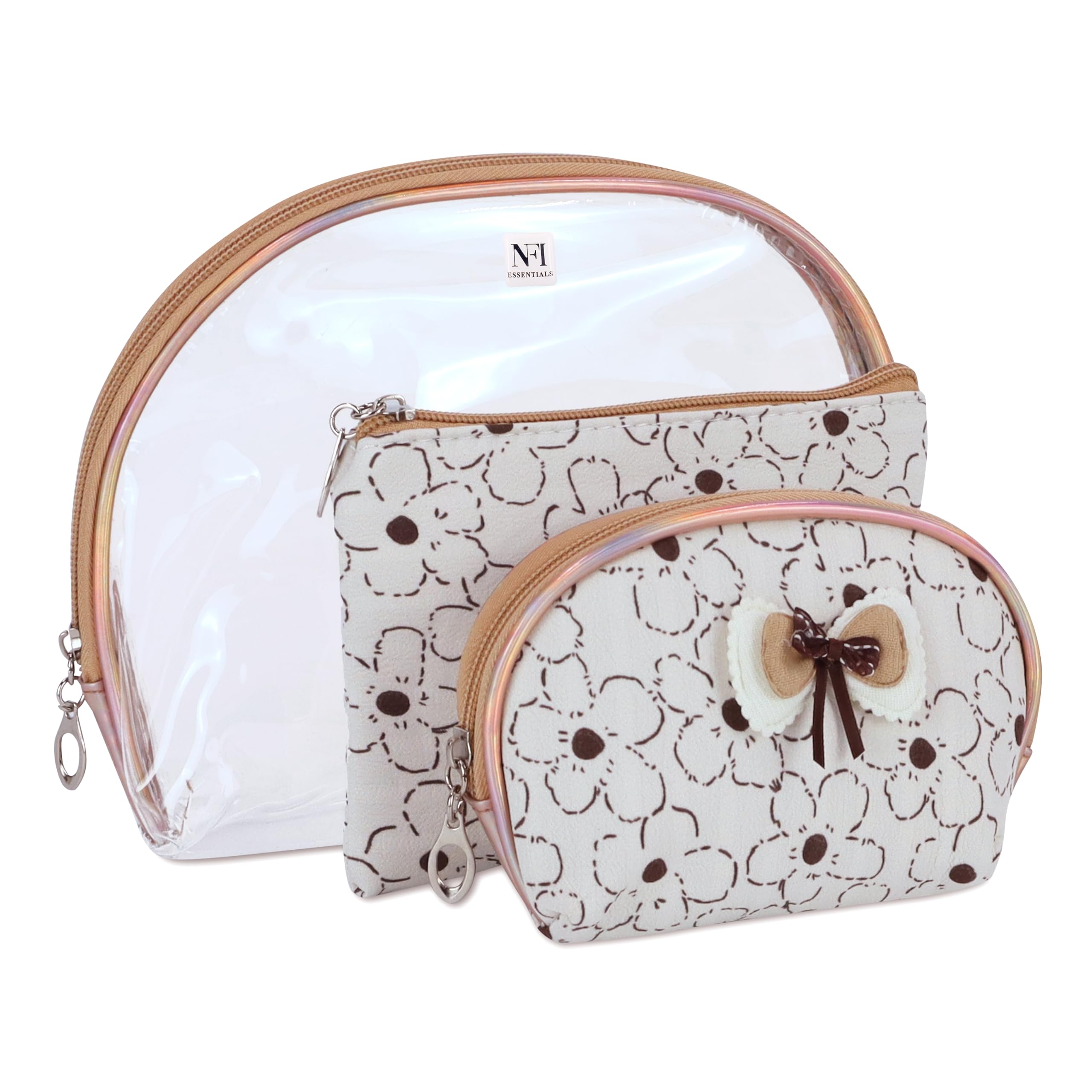 3 Pcs. Cosmetic Pouch Makeup Pouch Semi-Circle Vanity Bag Travel Organizer Toiletry Pouch for Women Zippered Pouch Set, Large, Medium, Small-image-10
