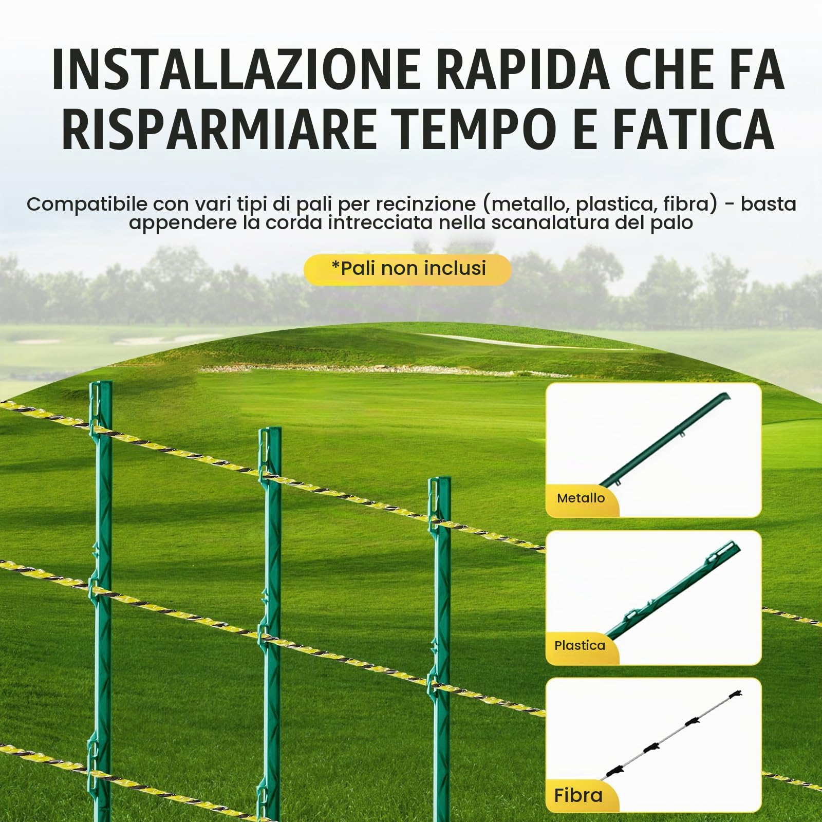 VEVOR Filo per Recinzione Elettrica, Filo Polietilene Portabile 1026 m, Lega Alluminio Diametro 3,17 mm 6 Fili in Acciaio Inox per Maggiore Conduttività e Resistenza Ruggine, per Cavalli, Bestiame